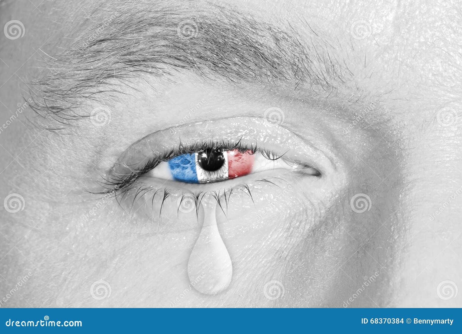 Crying Eye with France Flag Stock Photo - Image of fear, november ...