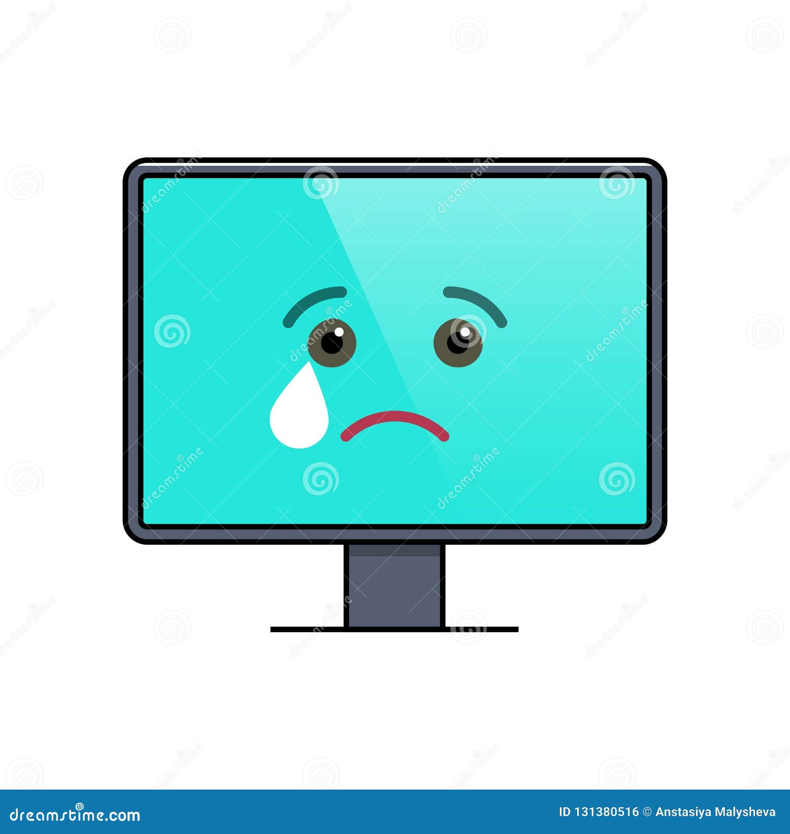 Crying Face on Computer Screen Emoticon Stock Vector - Illustration of ...