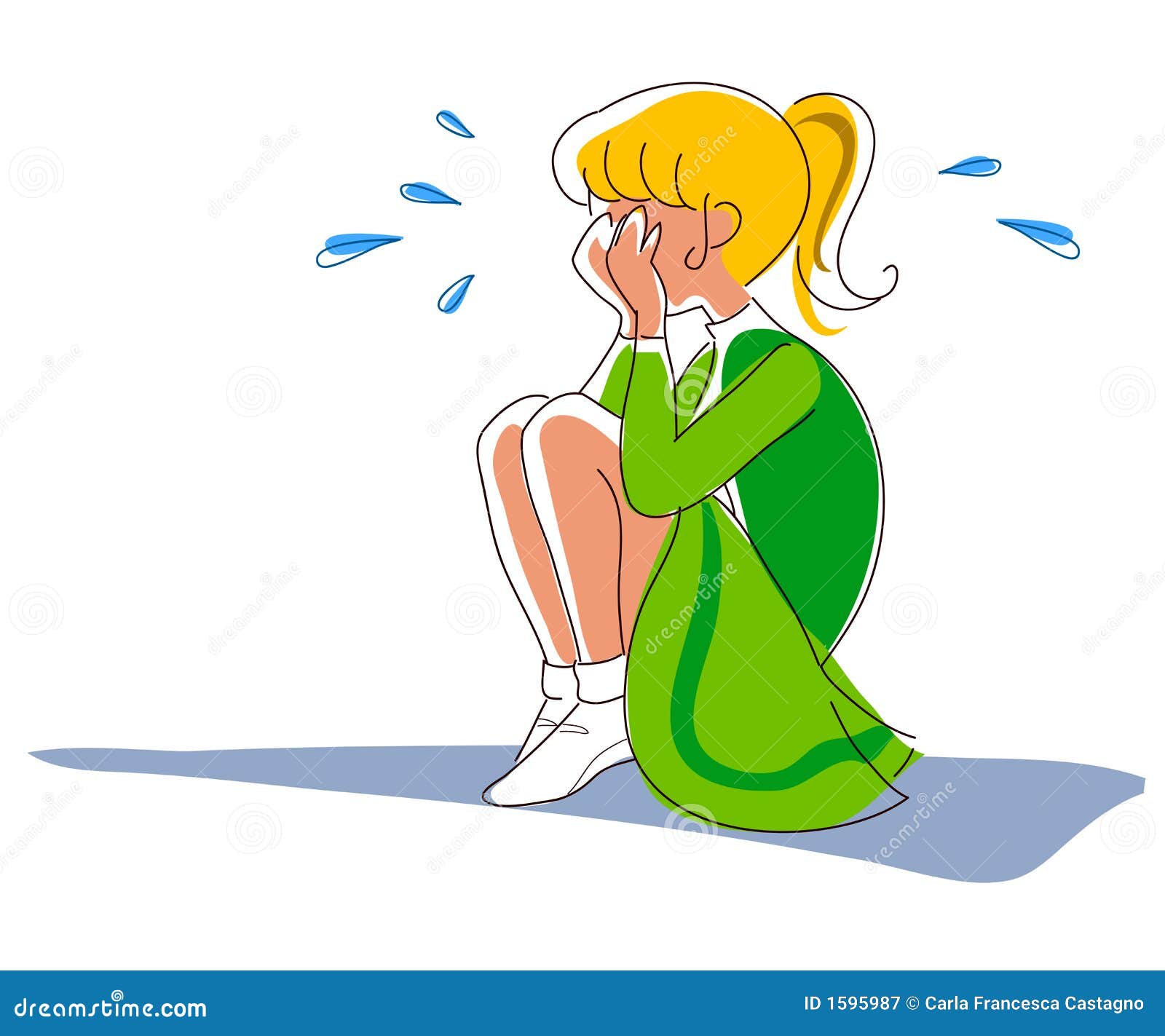 Crying girl - vector stock vector. Illustration of illustrations ...