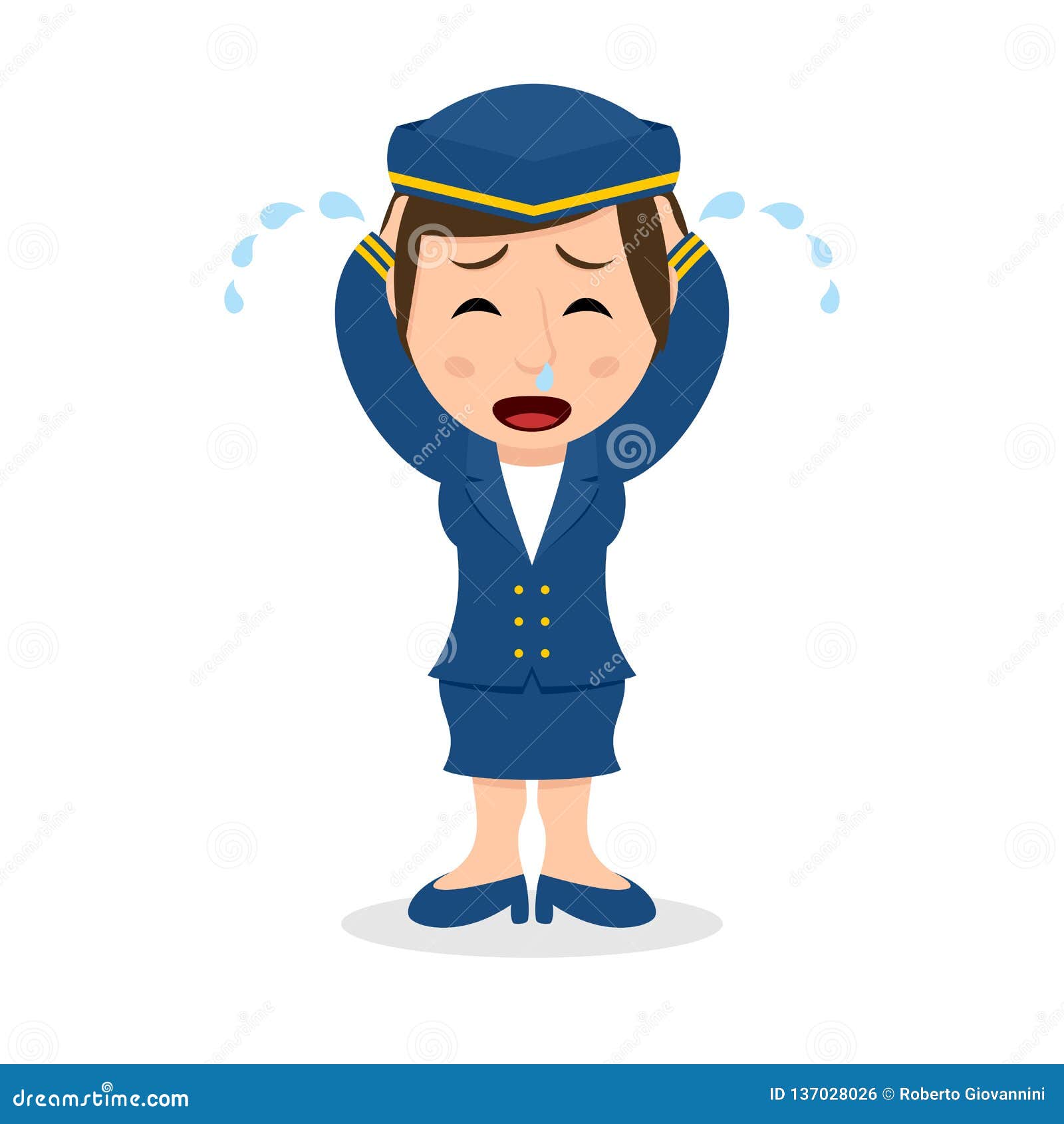 Crying Hostess Cartoon Character Stock Vector ...