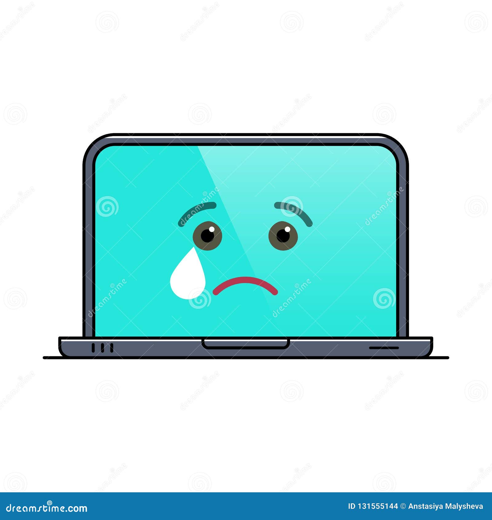 Crying Laptop Computer Isolated Emoticon Stock Vector - Illustration of ...