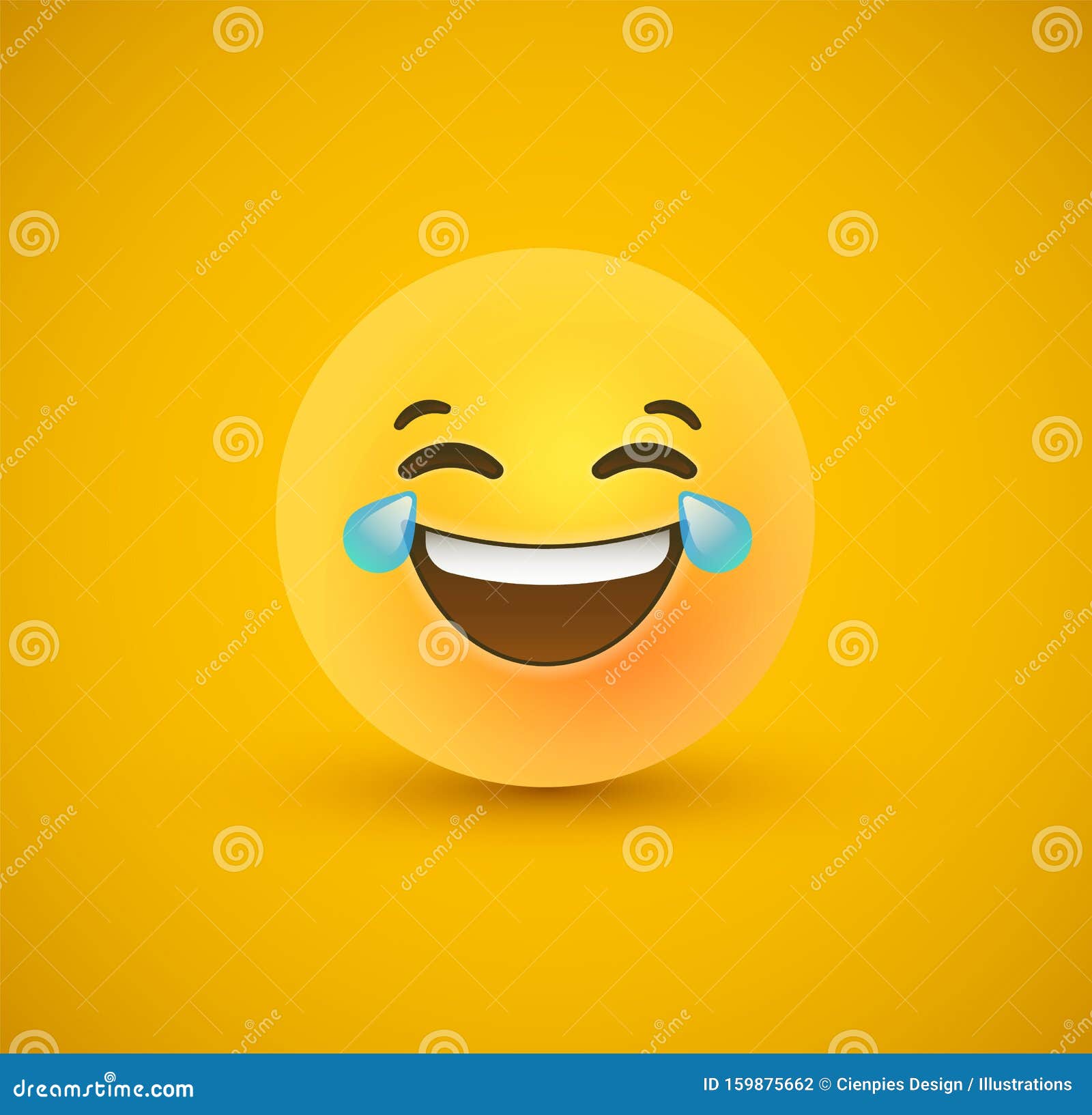 Funny Laugh Yellow Emoticon Face 3d Background Stock Vector - Illustration  of children, background: 159875662