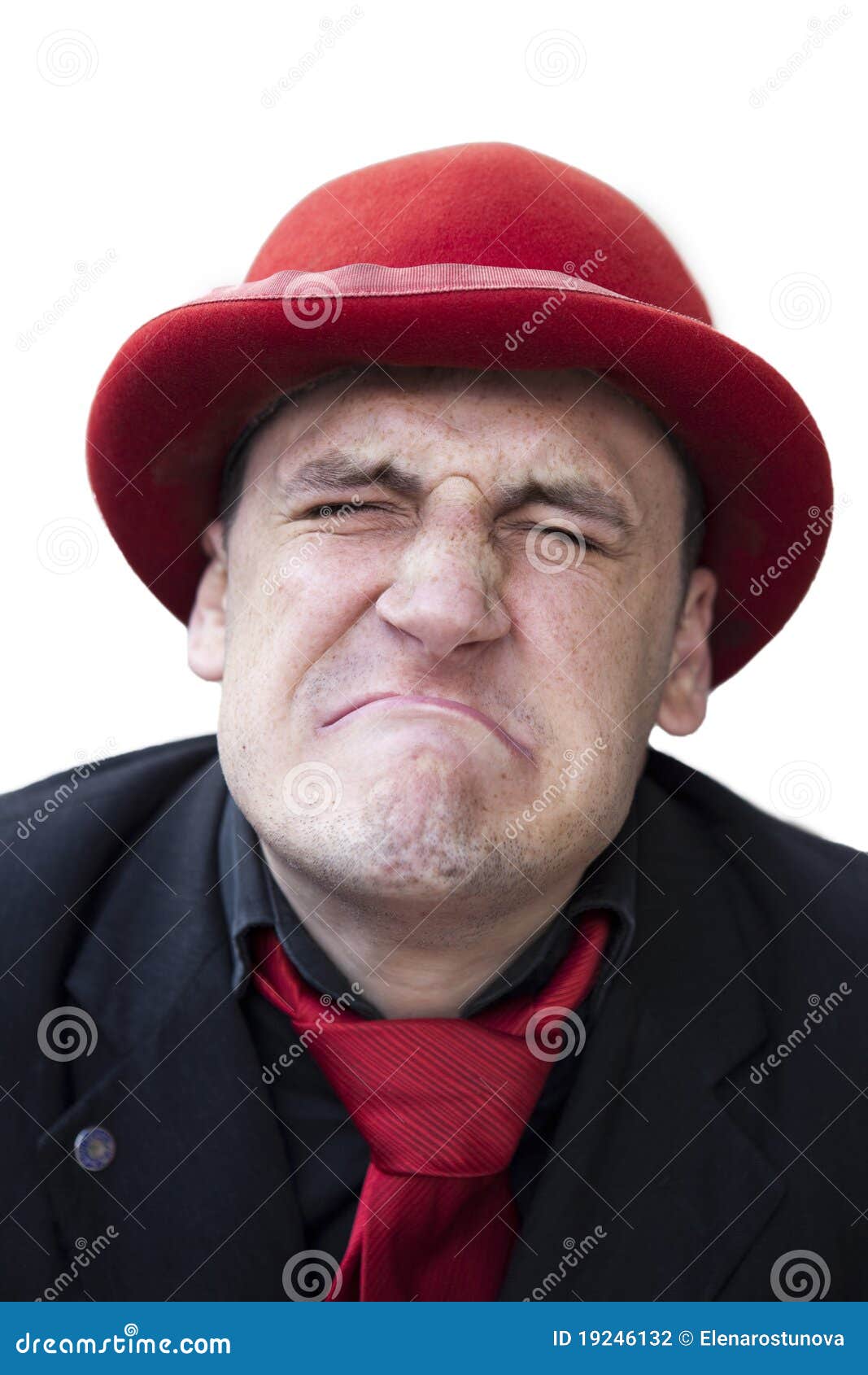 Crying sad man in red hat stock photo. Image of cool 19246132