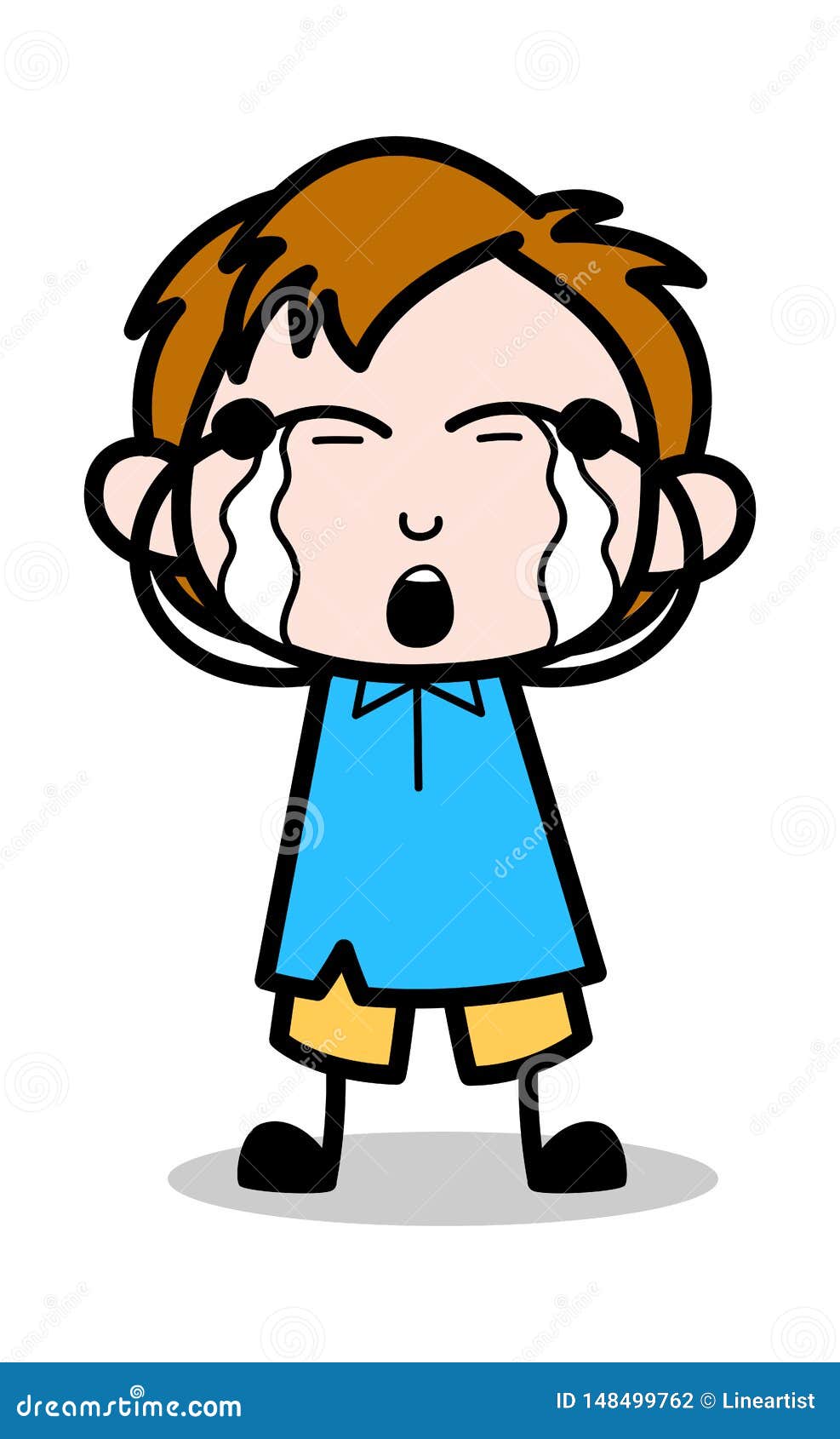 Crying - School Boy Cartoon Character Vector Illustration Stock  Illustration - Illustration of anxiety, hopeless: 148499762