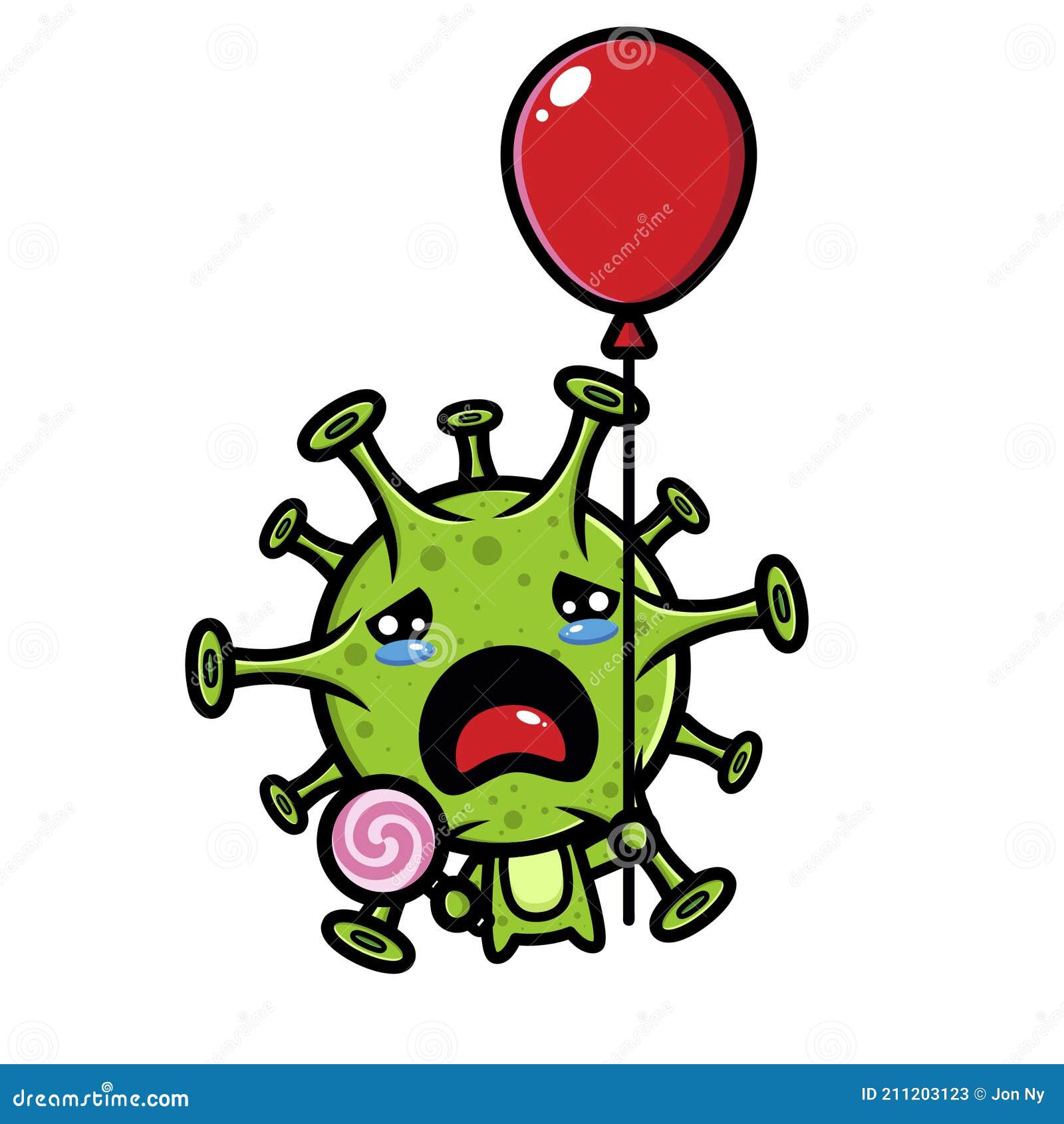 Crying Lollipop Lady Cartoon Character Vector Illustration