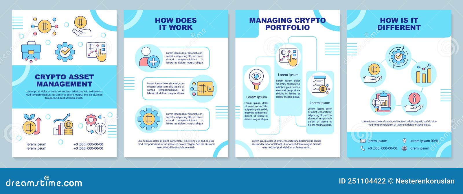 Crypto Asset Management Blue Brochure Template Stock Vector Crypto Asset Management Blue Brochure Template Stock Vector