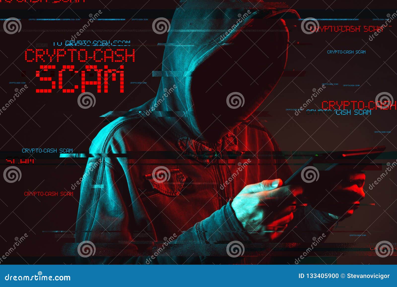 Crypto Cash Concept With Faceless Hooded Male Person Stock ...