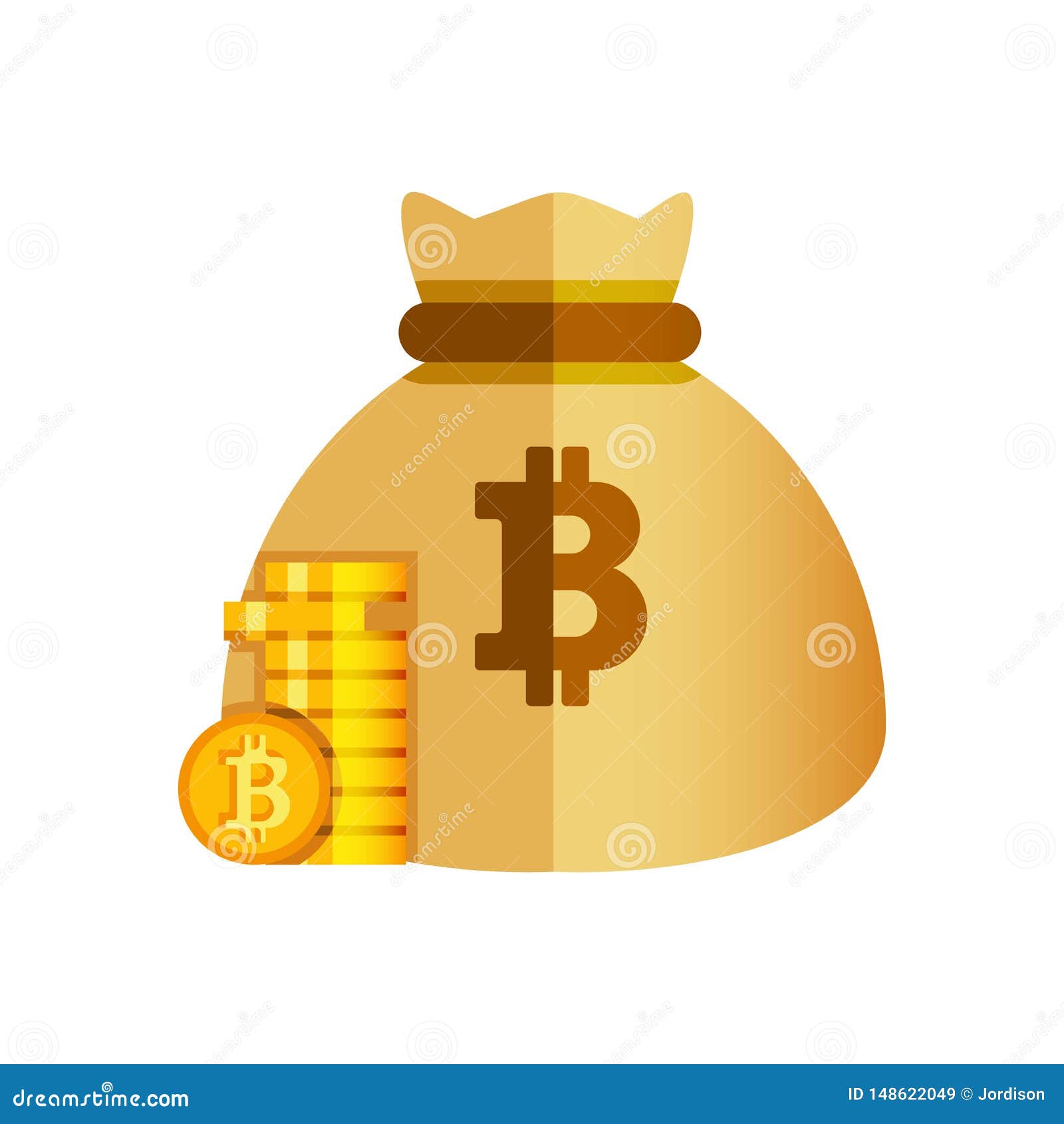 Full money bag with symbol of Bitcoin. Vector illustration isolated on  white Stock Photo - Alamy