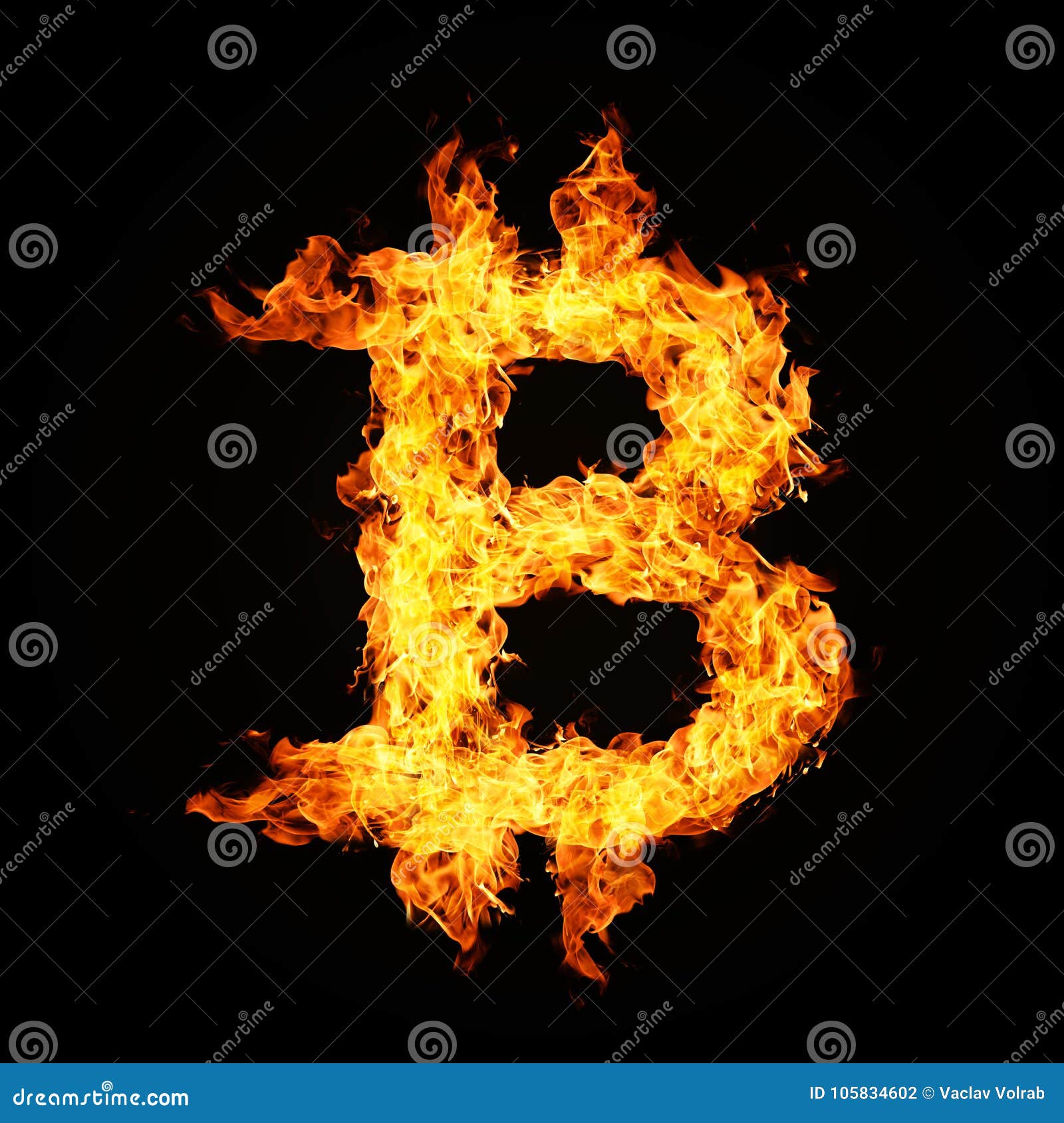 Crypto Currency Bitcoin Icon from Fire Flame. Stock Illustration -  Illustration of accepted, font: 105834602