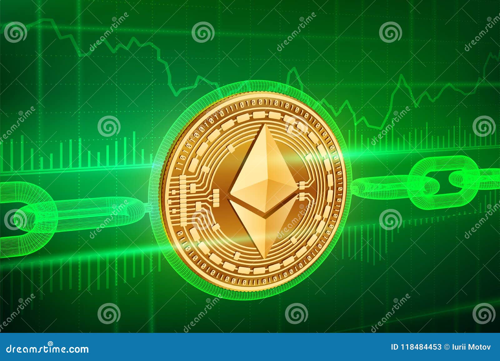 Crypto Currency. Block Chain. Ethereum. 3D Isometric ...