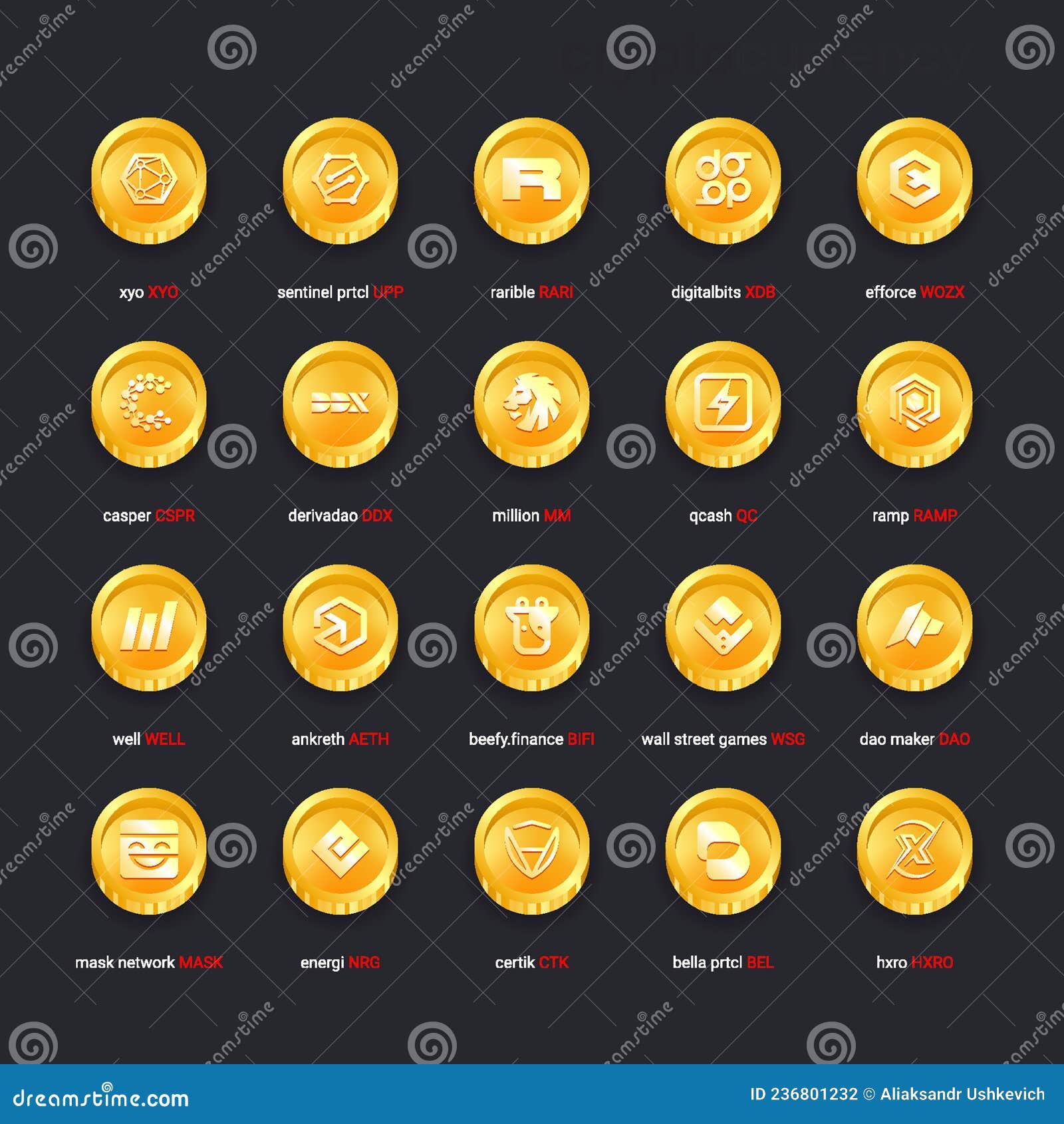 crypto currency coins digital payment system blockchain concept.