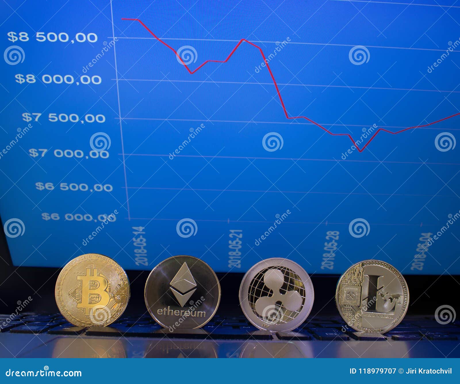 Crypto Currency Coins And Graph With Prices Stock Image ...