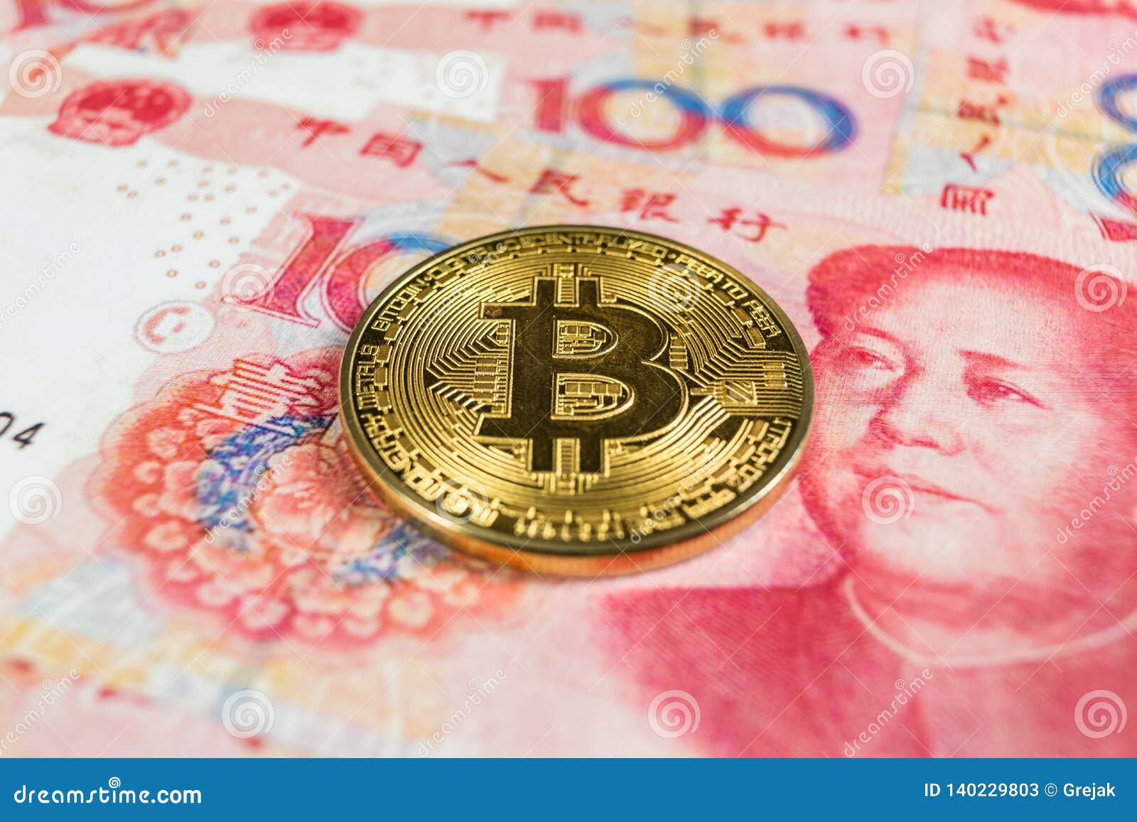 Crypto Currency Concept - A Bitcoin With Chinece Currency ...