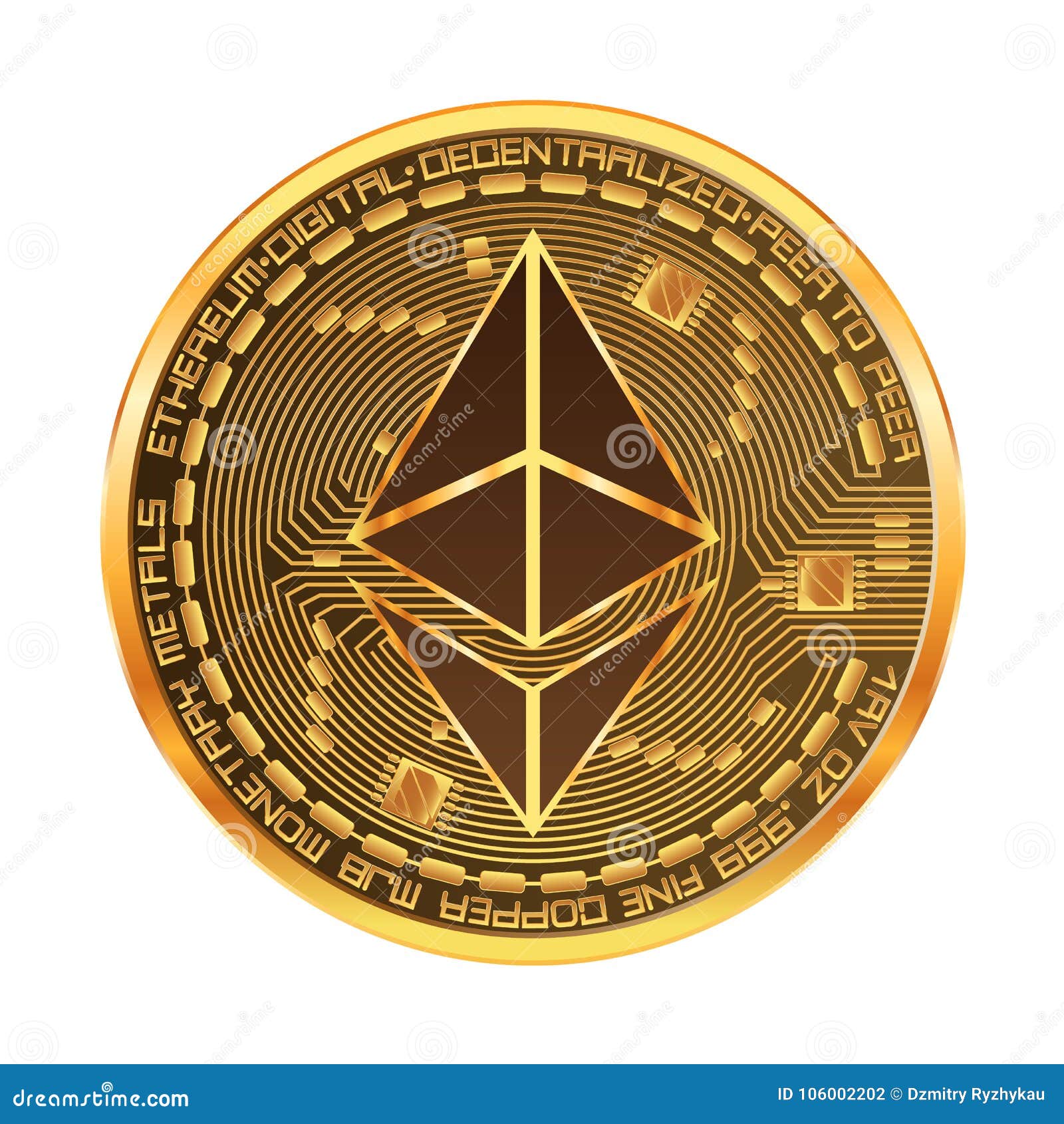 Crypto Currency Ethereum Golden Symbol Stock Vector ...
