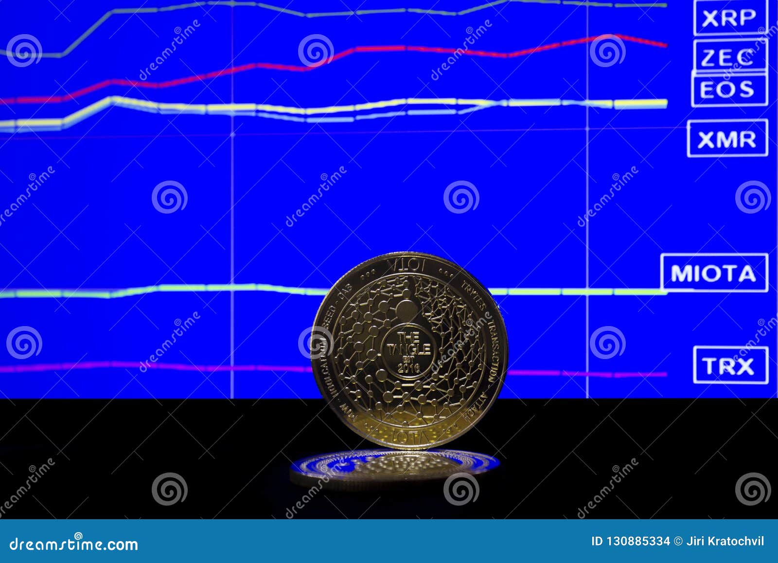 Crypto Currency IOTA And Notebook With Graph Stock Photo ...
