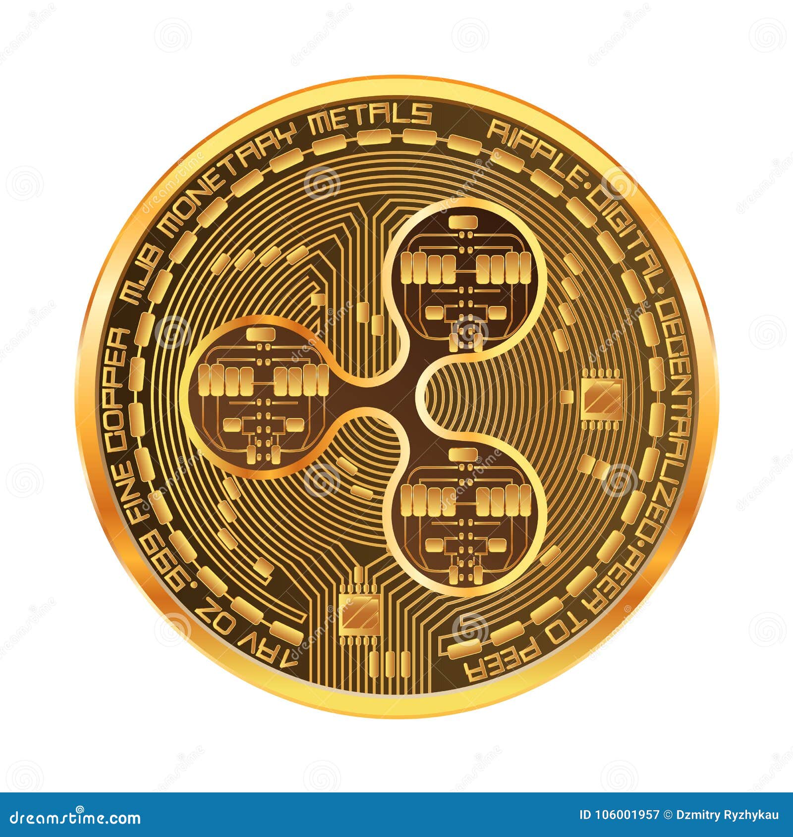 Crypto Currency Ripple Golden Symbol Stock Vector ...