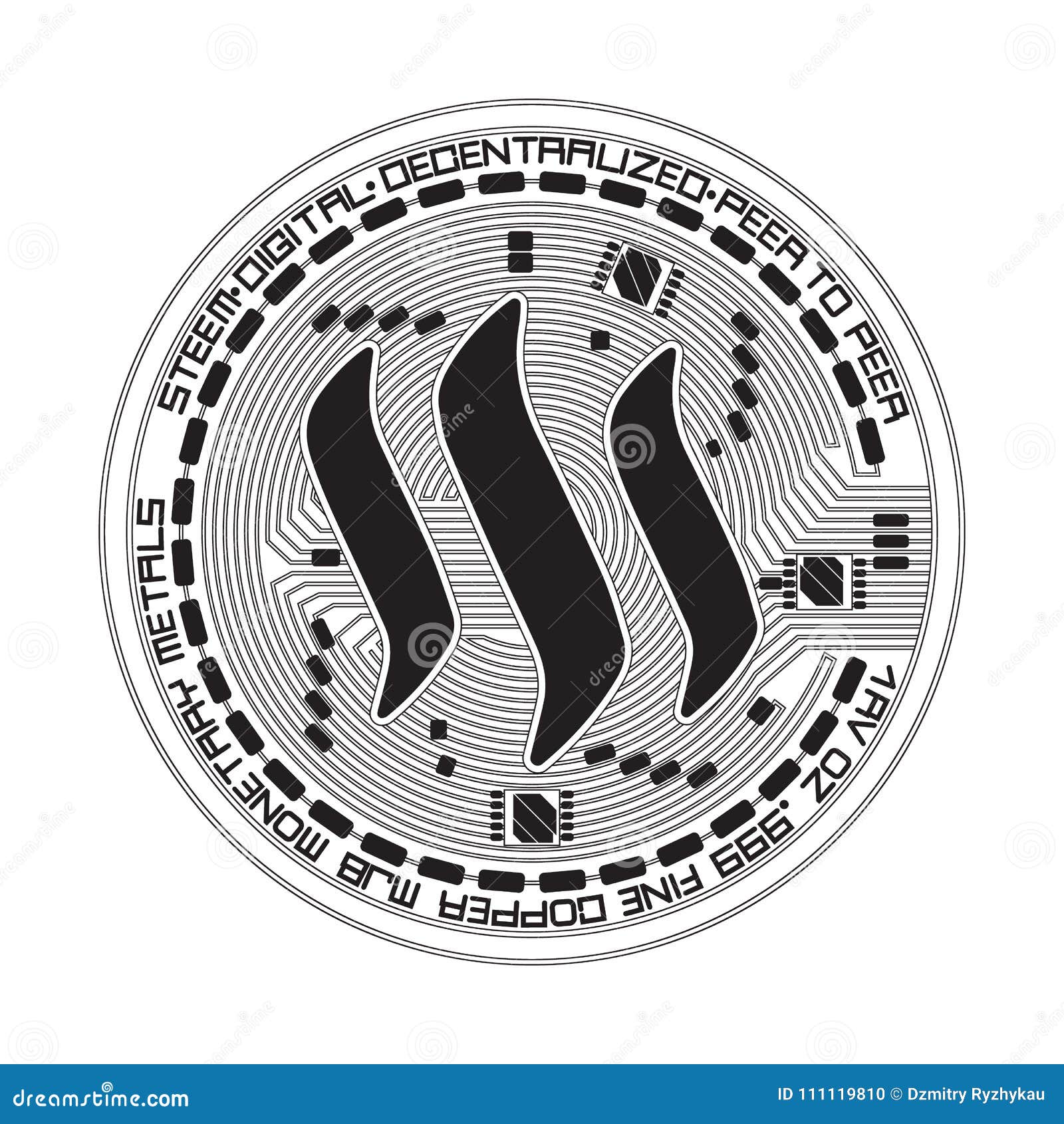 Crypto Currency Steem Black And White Symbol Stock ...