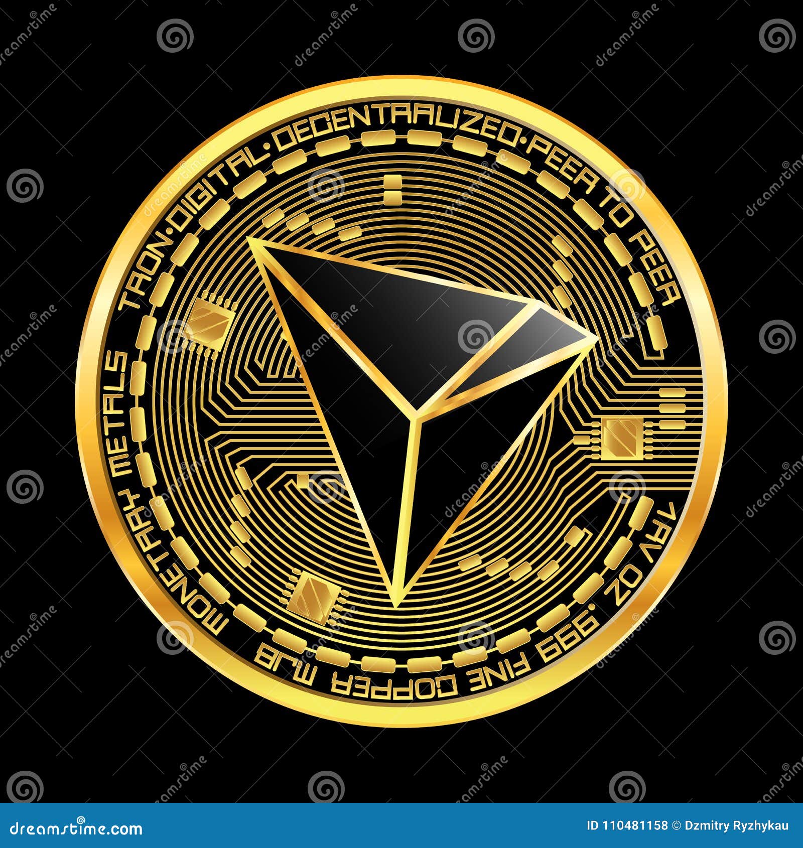Crypto Currency Tron Golden Symbol Stock Vector ...