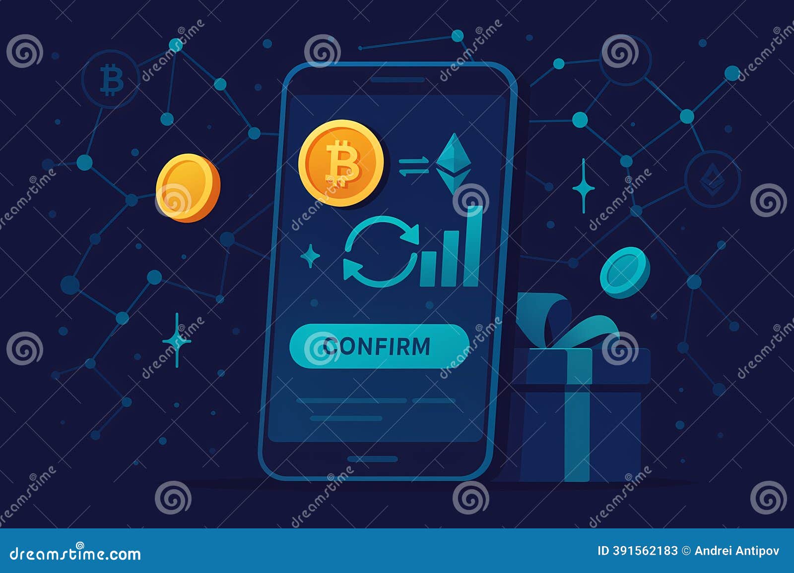 Crypto Exchange App with Bitcoin and Ethereum Icons on Mobile Screen, AI  Generated Stock Illustration - Illustration of tokens, swap: 391562183