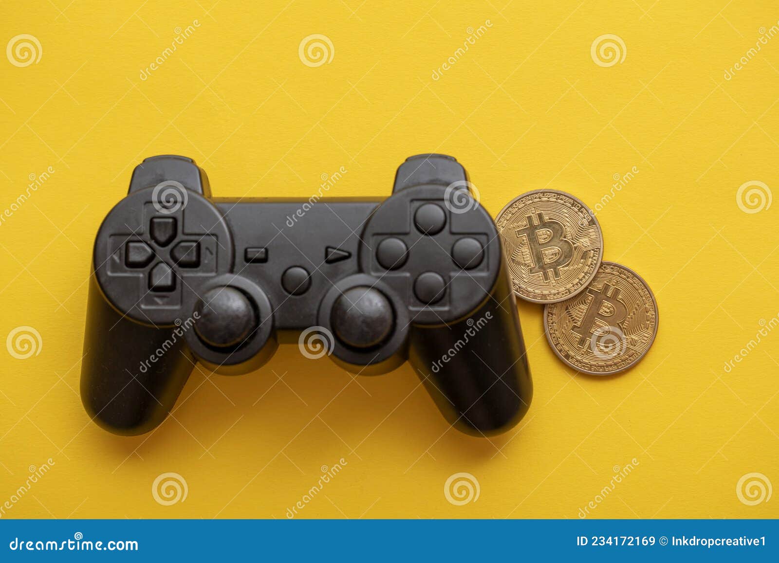 Crypto Gaming Concept. Video Game Controller with a Bitcoin Cryptocurrency  Coin Stock Image - Image of technology, computer: 234172169