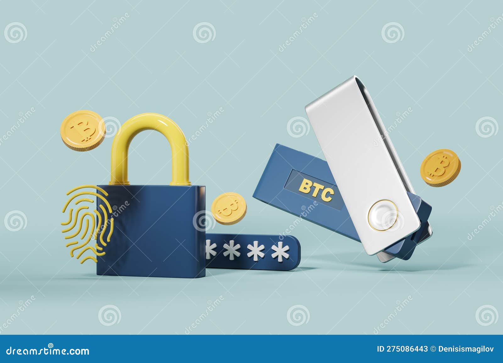 Crypto Hardware Wallet for Bitcoin Storage, Padlock and Security Stock  Illustration - Illustration of protection, coins: 275086443