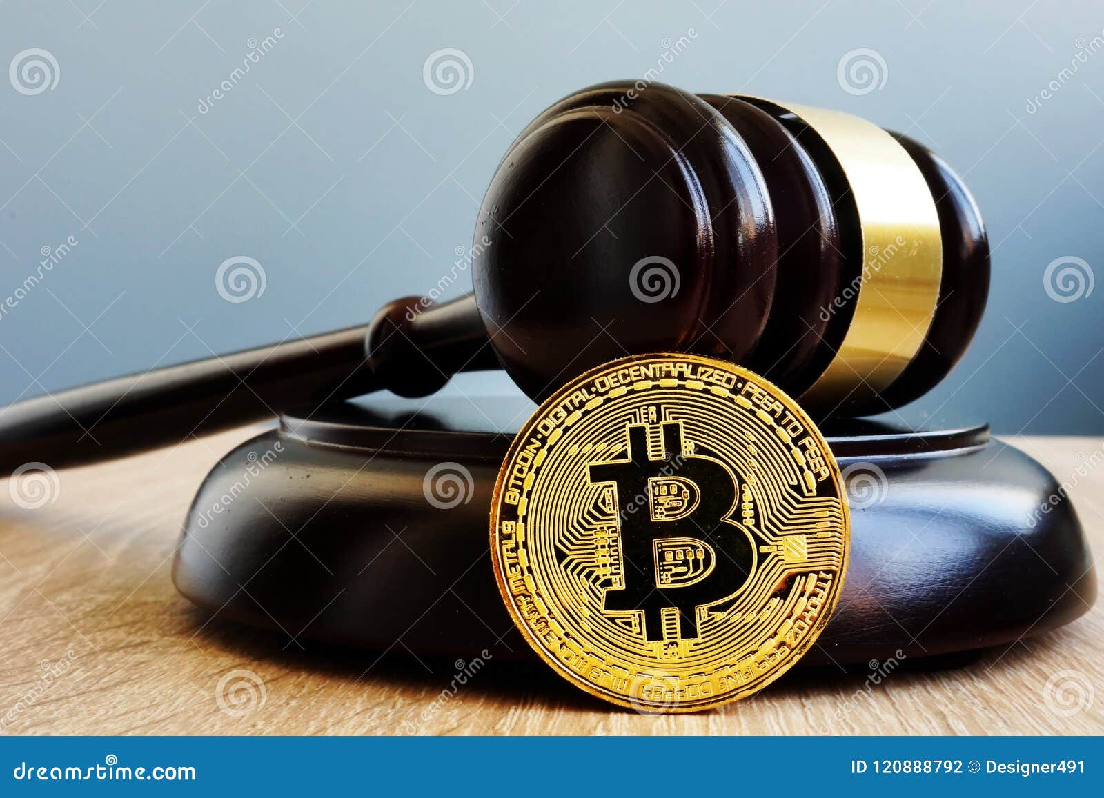 crypto regulation. gavel and cryptocurrency btc bitcoin.