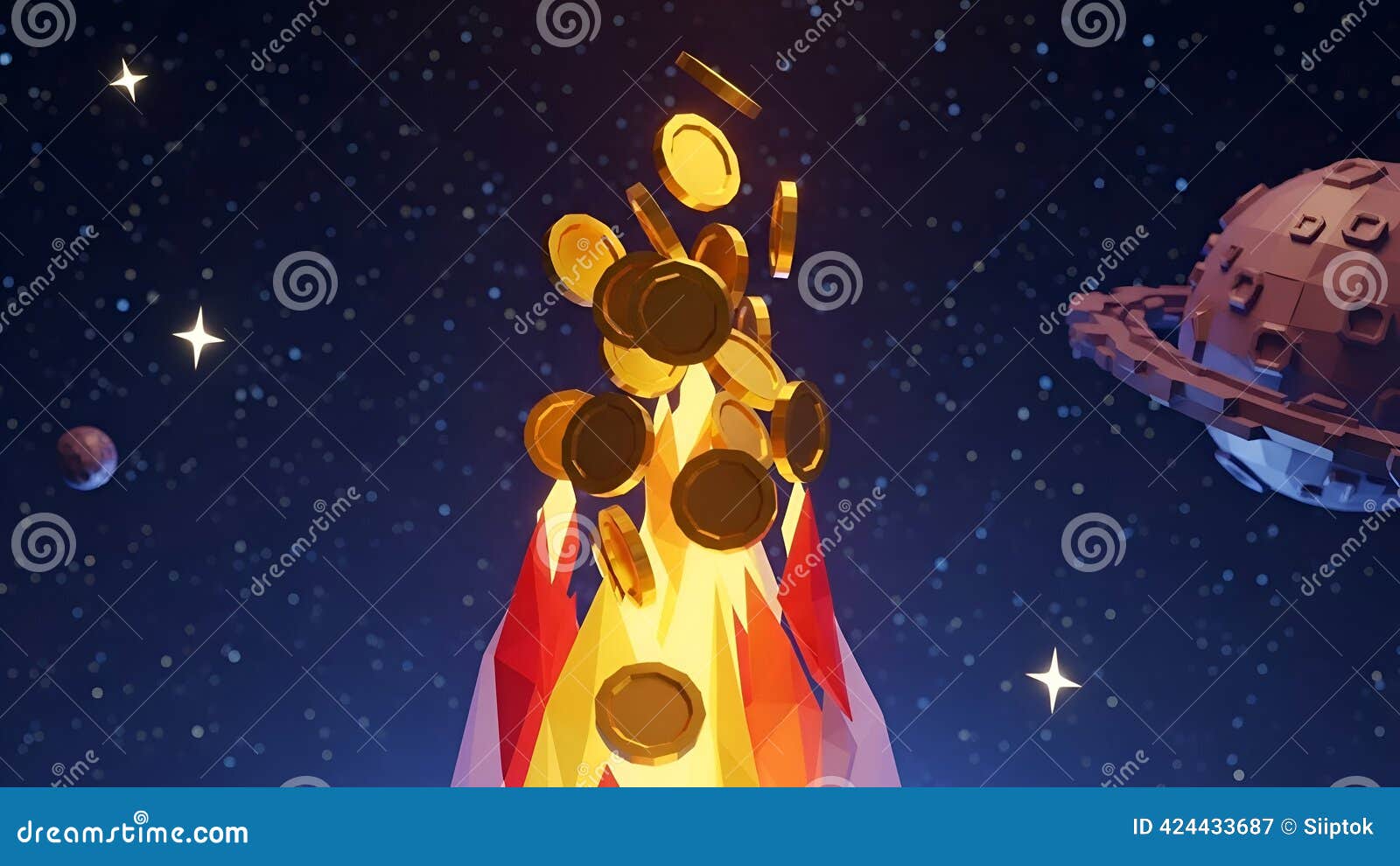 Crypto Rocket Launch Coins To the Moon, Blockchain Investment Stock  Illustration - Illustration of advertising, technology: 424433687