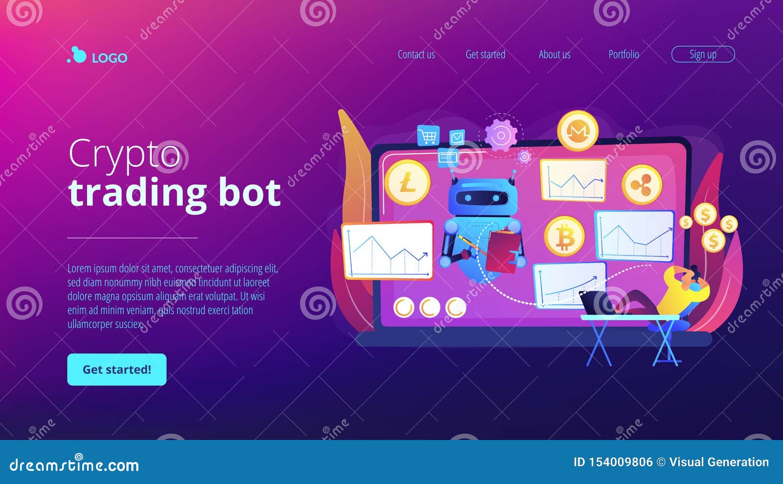 Crypto Trading Bot Concept Landing Page Stock Vector ...