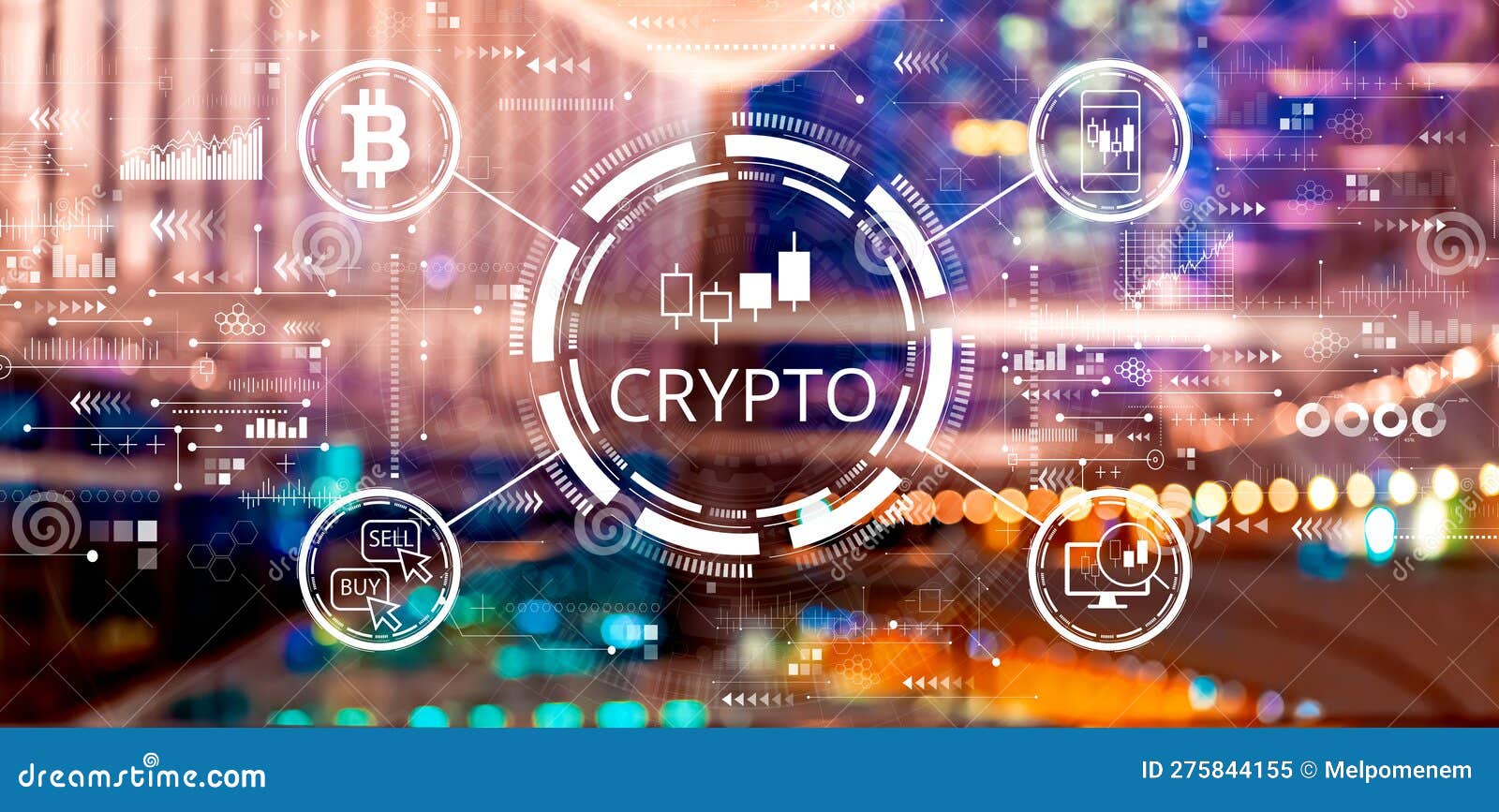 Crypto Trading Theme with Big City at Night Stock Image - Image of icon,  ethereum: 275844155