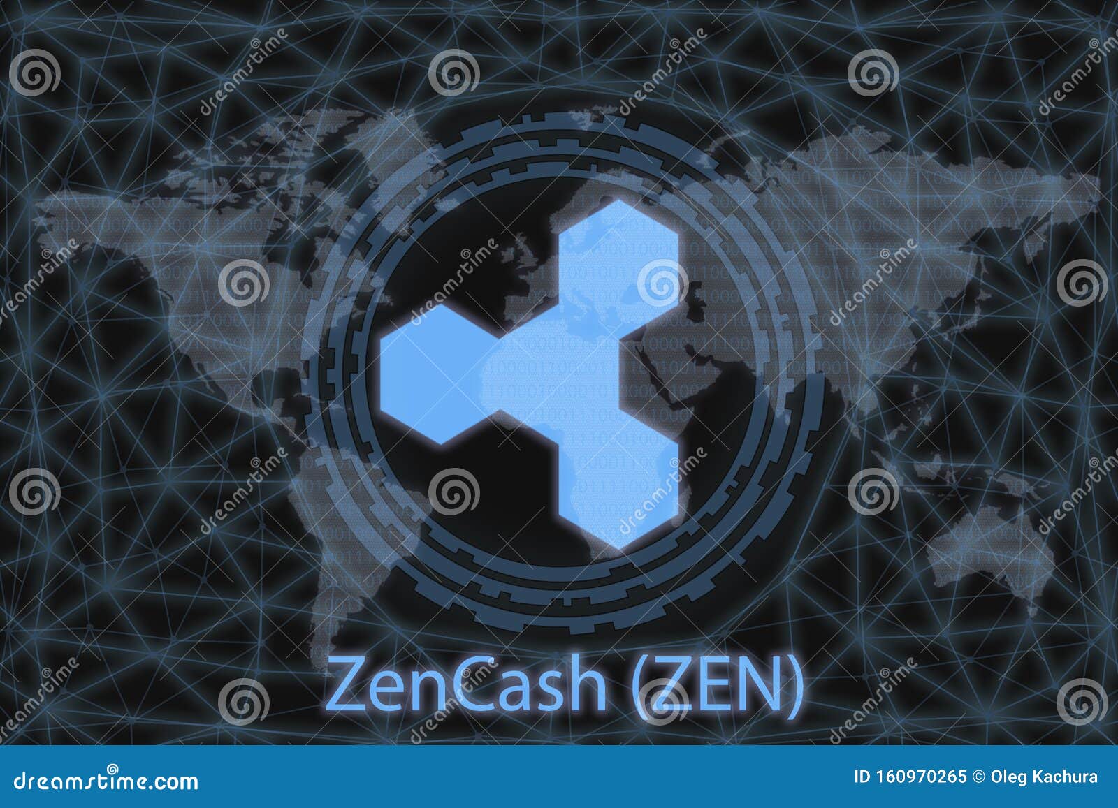 Cryptocurrency Astratta ZenCash ZEN Con Uno Sfondo Buio E ...