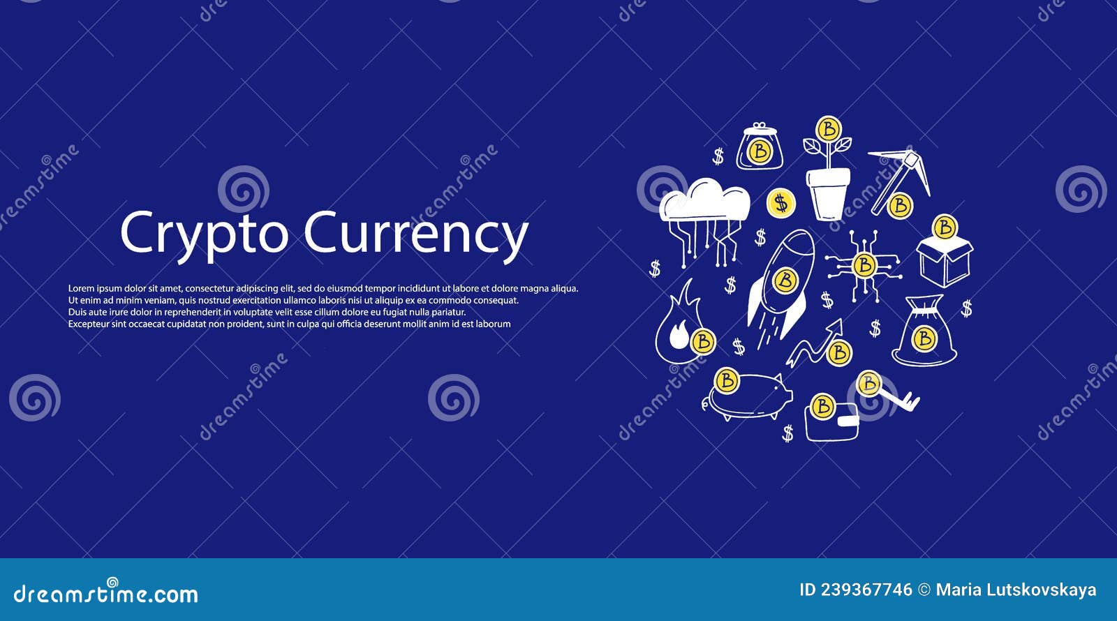 Cryptocurrency Banner. Bitcoin Lending Page. Line Financial Objects,  Outline Crypto Coins, Blockchain Technology Stock Vector - Illustration of  income, financial: 239367746