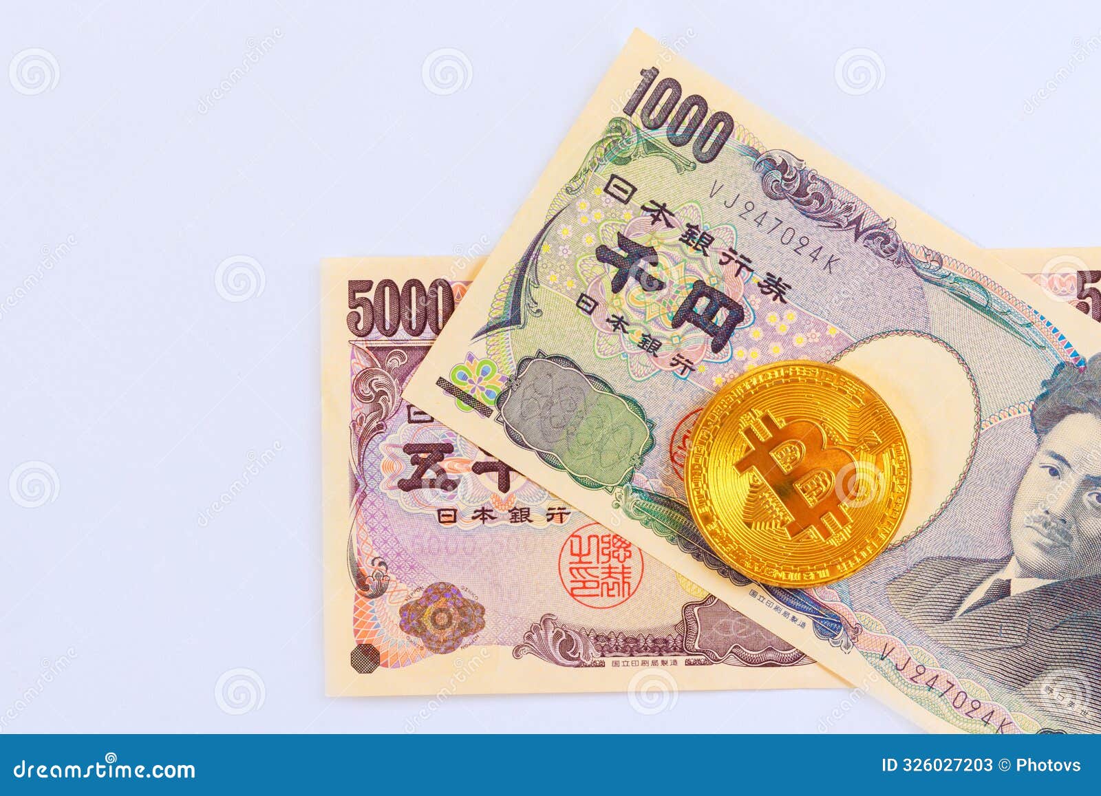 Cryptocurrency Bitcoin is a Investment Japanese Yen Using Blockchain  Technology. Stock Image - Image of economy, bill: 326027203