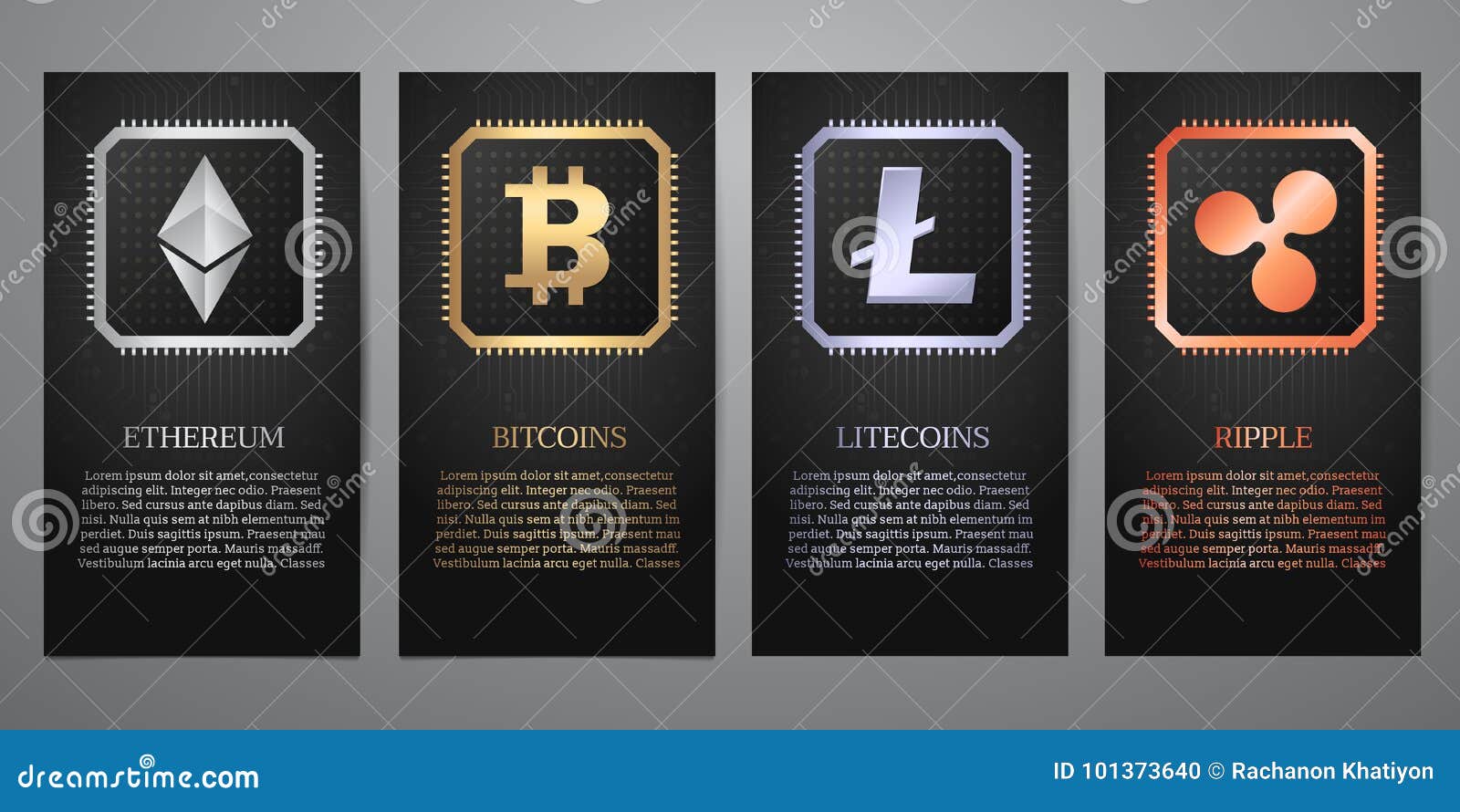 Cryptocurrency, Black Banner. Editorial Image - Illustration of exchange,  digital: 101373640