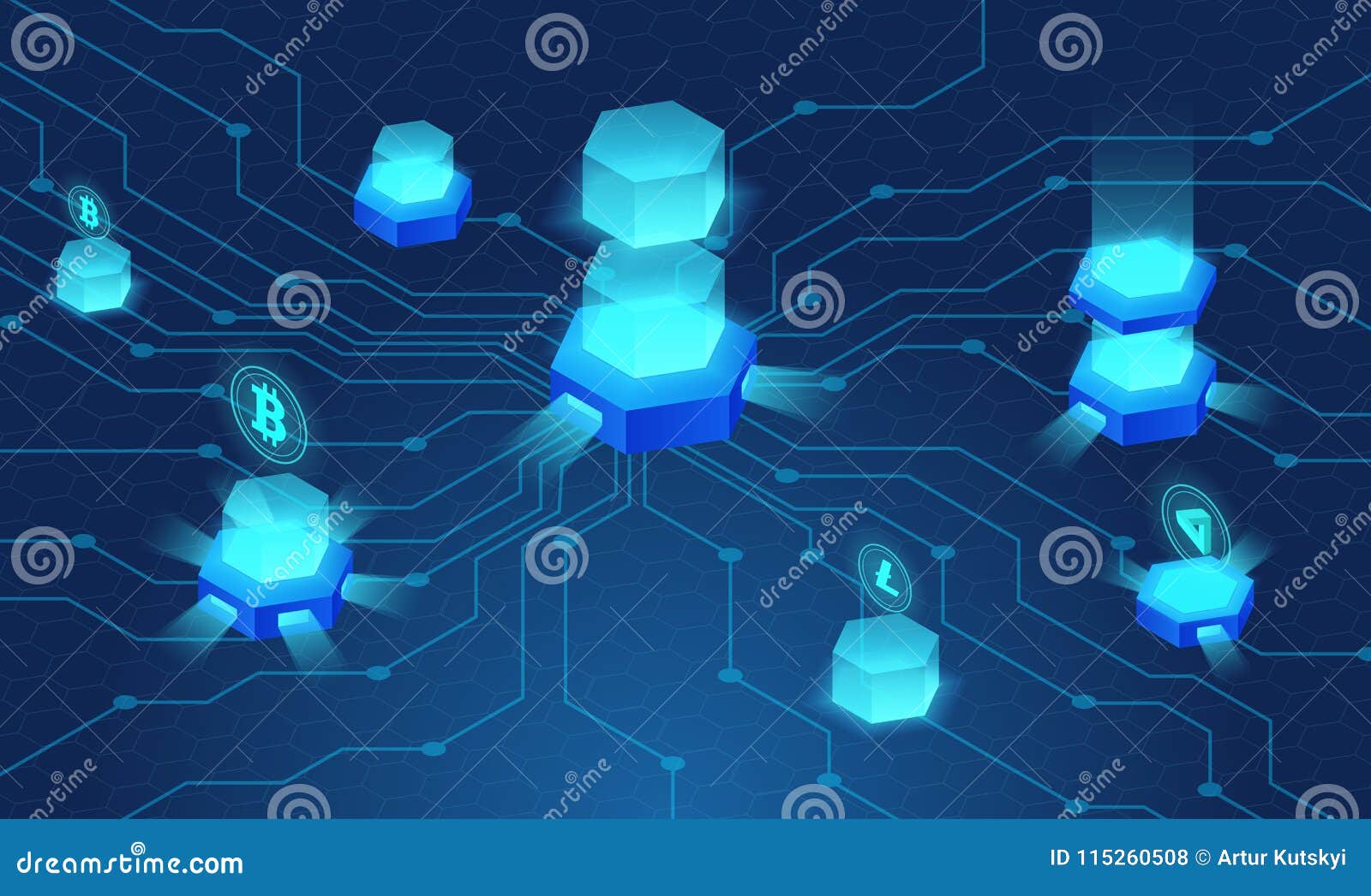 Cryptocurrency and Blockchain Concept, Data Web Powered Center, Cloud Data  Storage, Neural Network Isometric Vector Stock Vector - Illustration of  cloud, data: 115260508