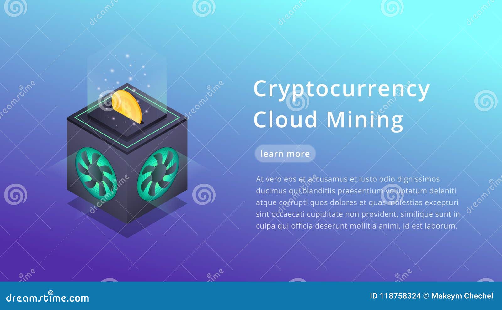 Cryptocurrency Cloud Mining. Isometric Illustration Of ...