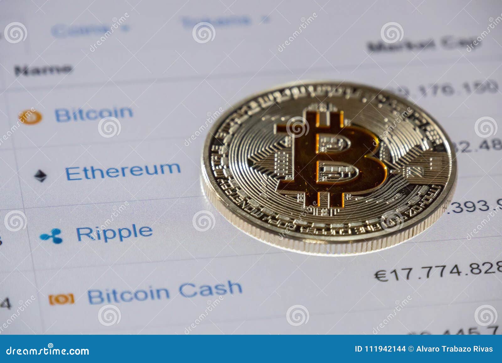 Cryptocurrency Coins Over Market Cap List; Bitcoin Coin ...