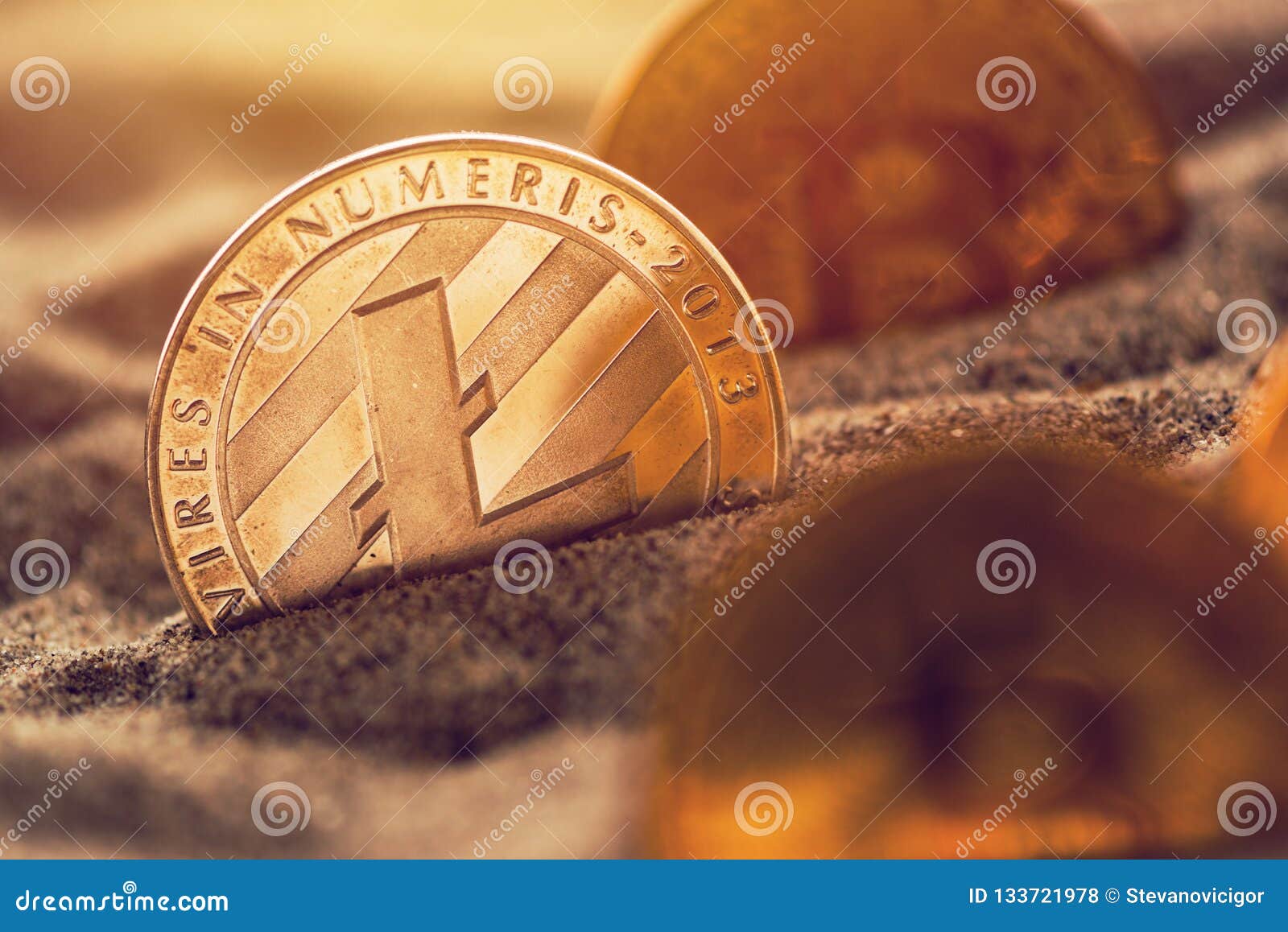 Cryptocurrency Coins In Sand Stock Photo - Image of ...