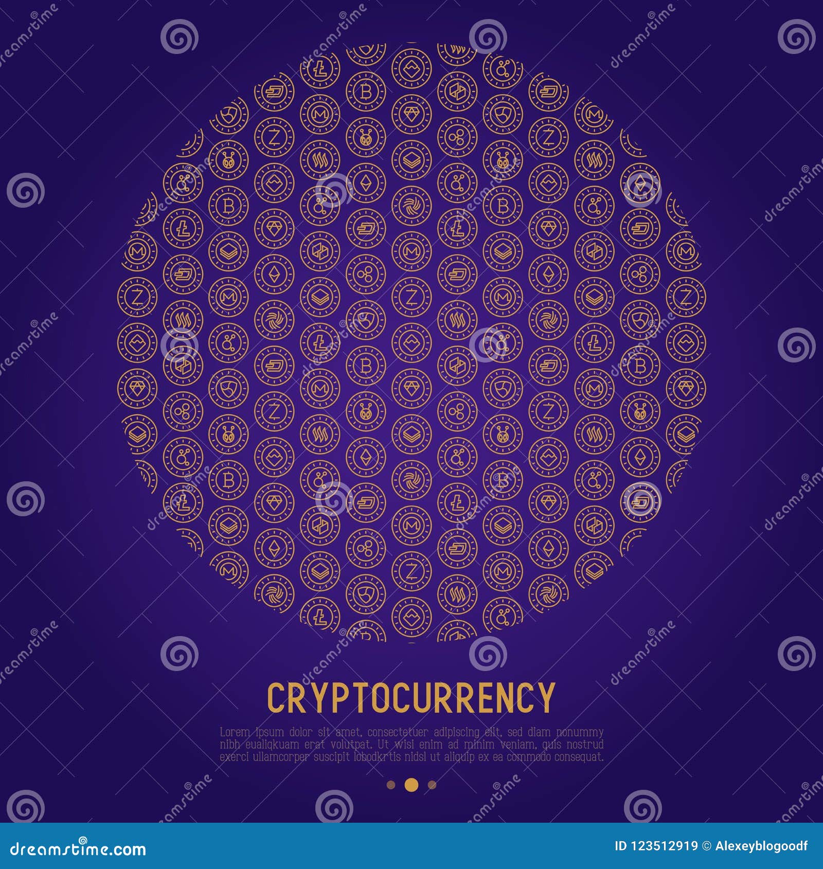 Cryptocurrency Concept In Circle Stock Vector ...