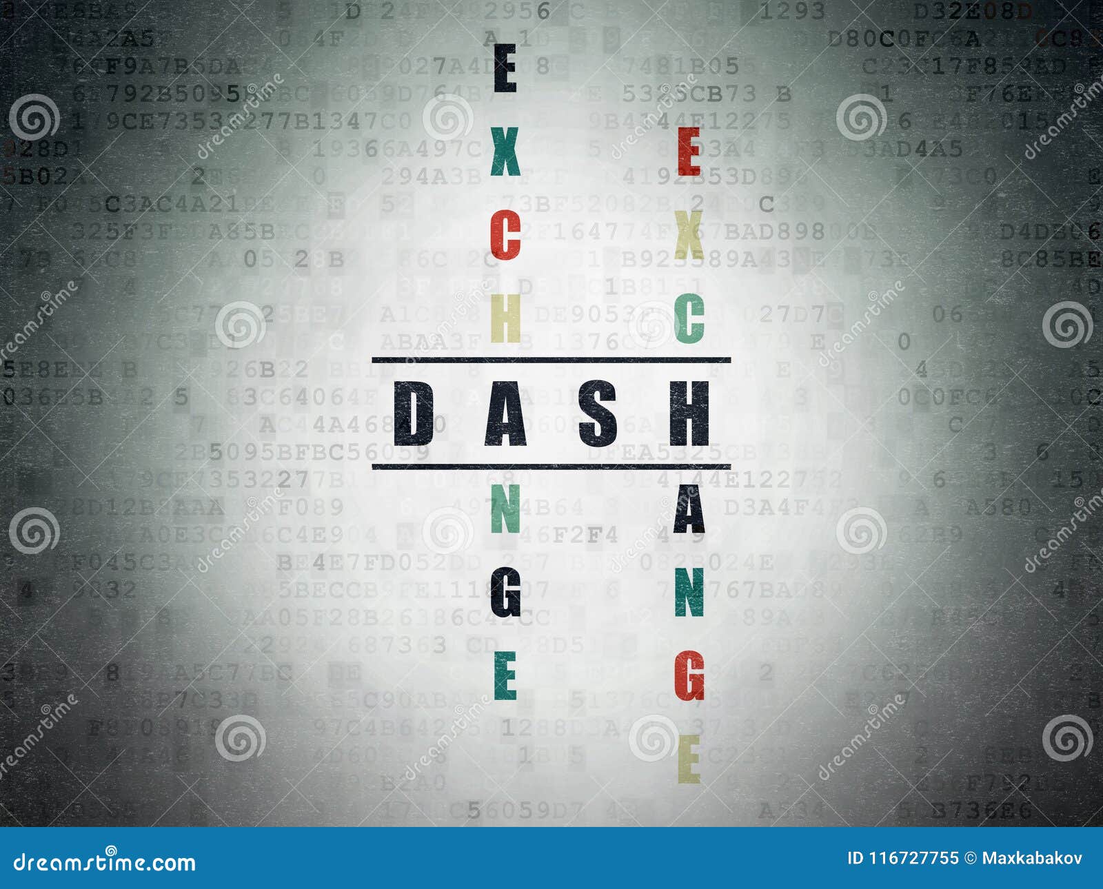 Cryptocurrency Concept Dash in Crossword Puzzle Stock Illustration