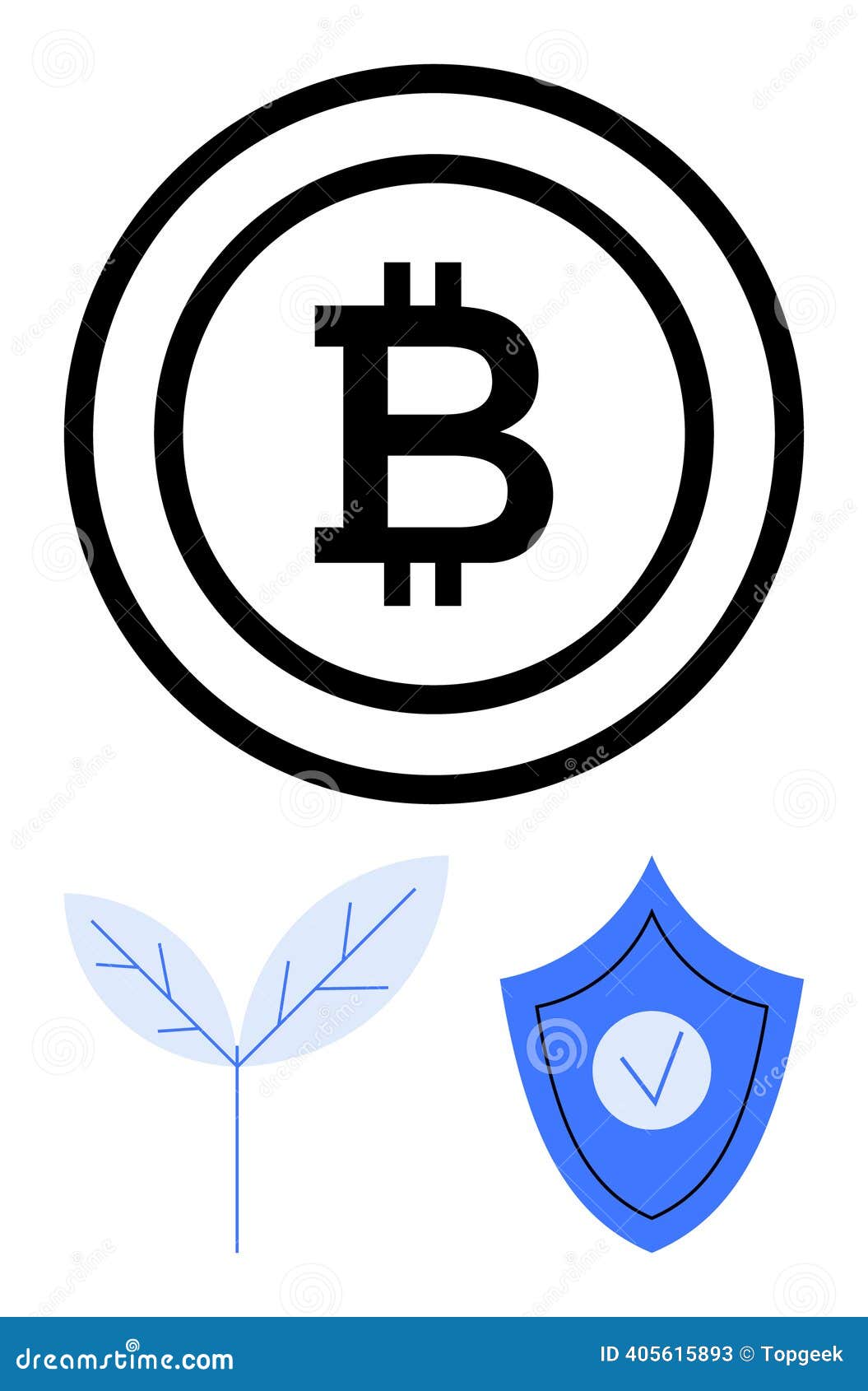 Cryptocurrency Emblem with Eco-friendly Leaf and Security Shield for  Sustainable Blockchain Concept Stock Illustration - Illustration of  fintech, abstract: 405615893