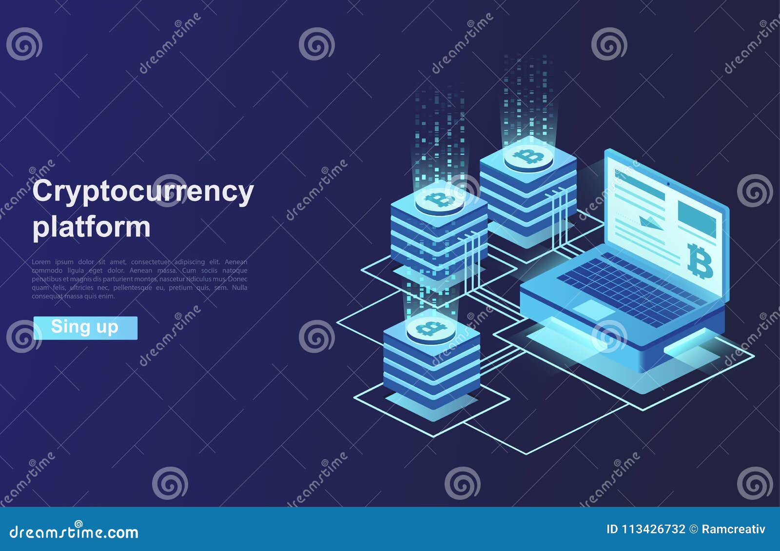 Cryptomonnaie Et Blockchain. Création De Plateformes De Monnaie Numérique.  Commerce En Ligne, Analyse Et Gestion Illustration de Vecteur -  Illustration du numérique, marché: 113426732