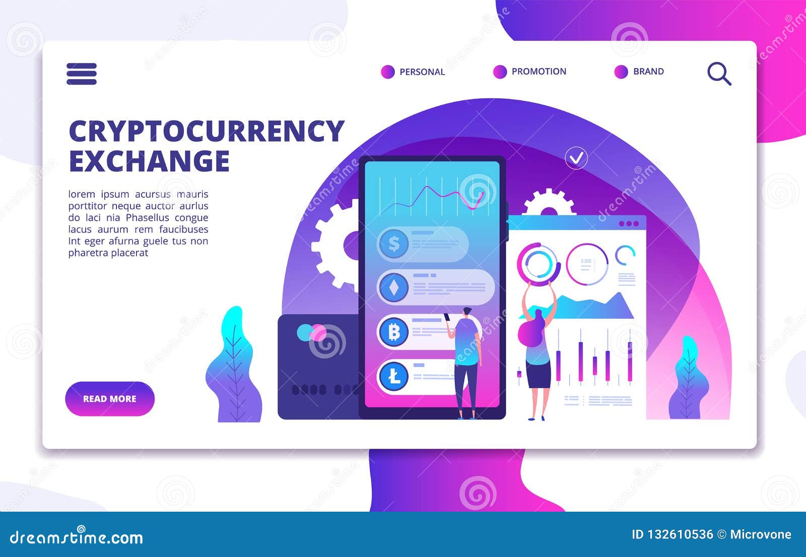 Cryptocurrency Exchange Landing Page. Online Crypto ...