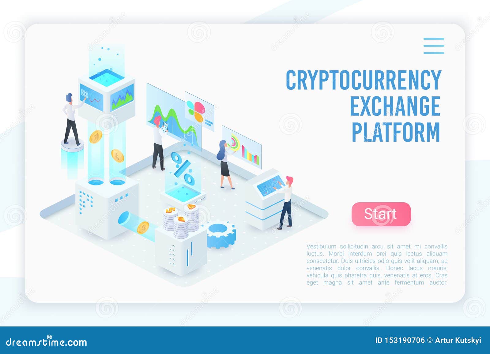 Cryptocurrency Exchange Platform Landing Page Vector ...