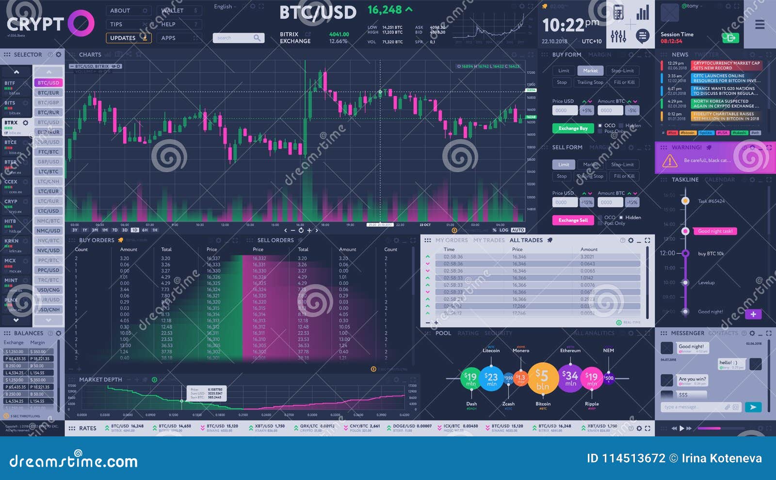 Cryptocurrency Exchange Terminal Interface Stock Vector ...