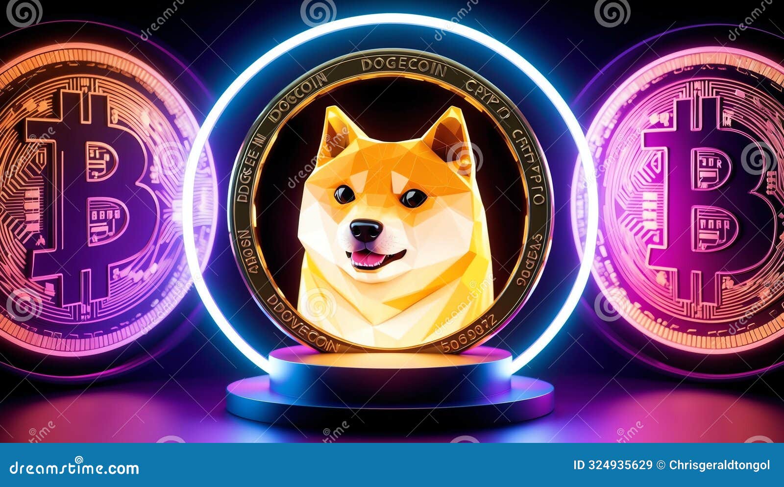 cryptocurrency and finance concept of glowing polygona ai generated