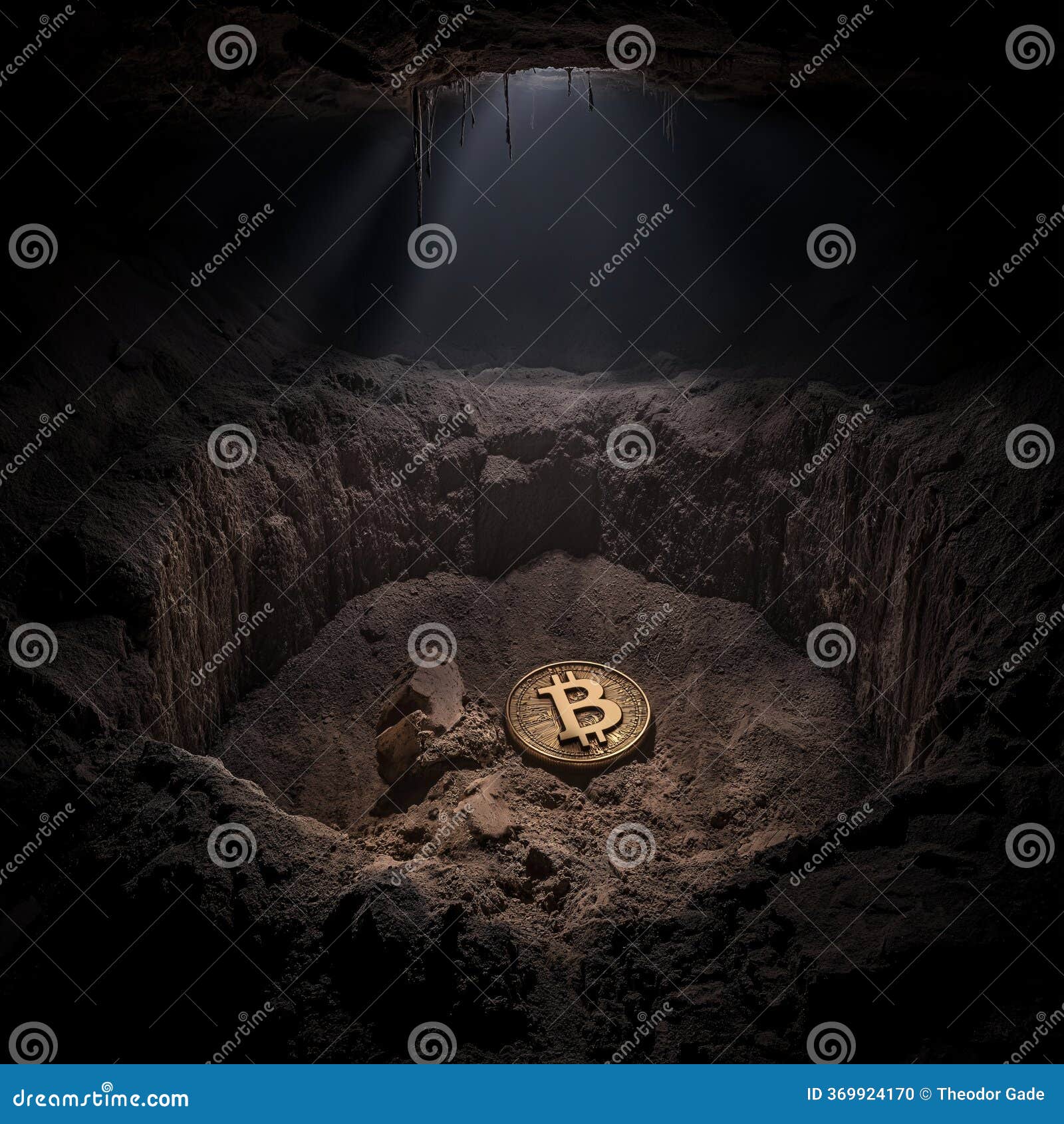 Cryptocurrency Found in Cave Setting, Digital Currency Concept. Stock  Illustration - Illustration of treasure, golden: 369924170