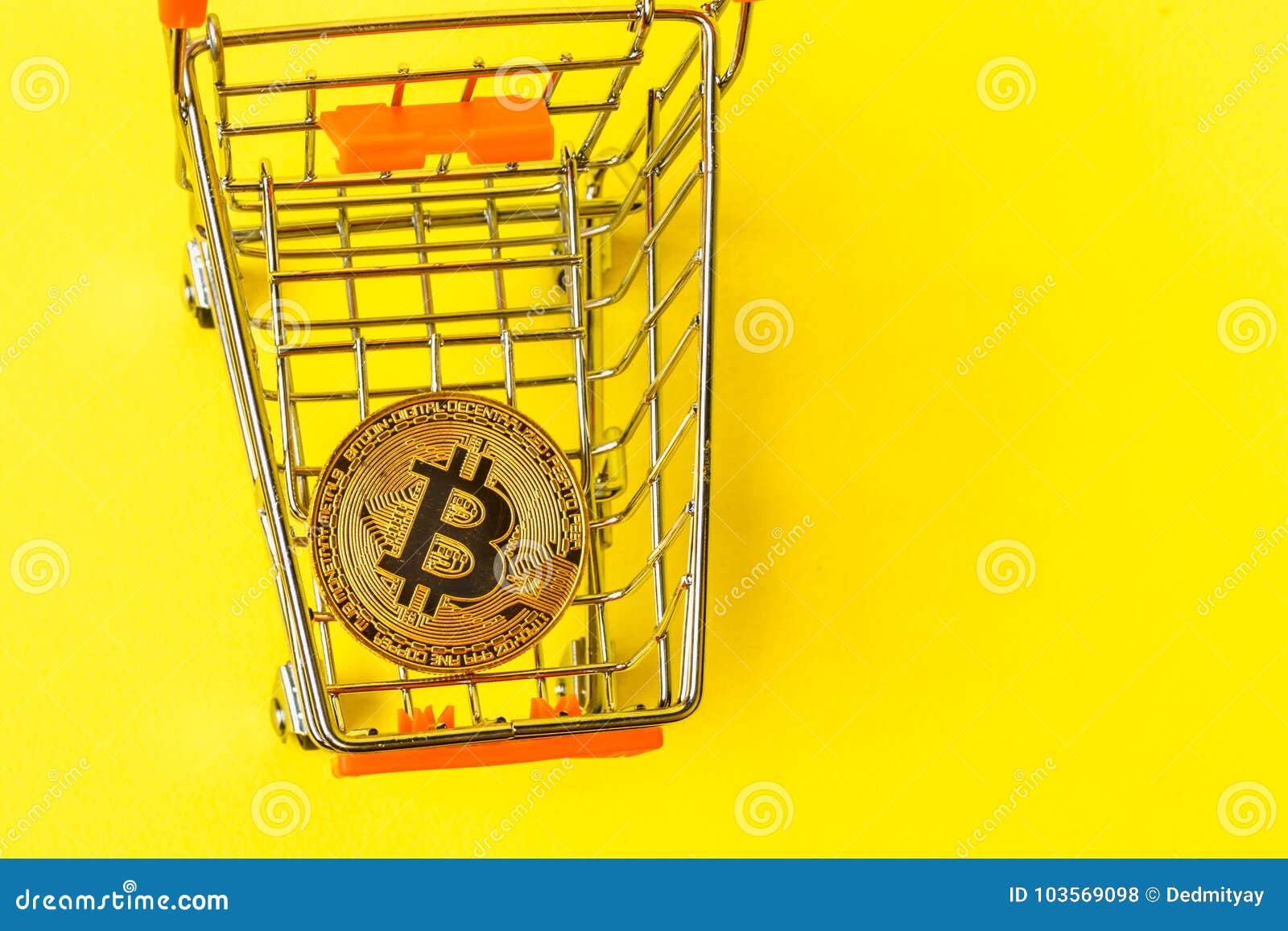 Cryptocurrency Golden Bitcoin Coin In Shopping Cart ...