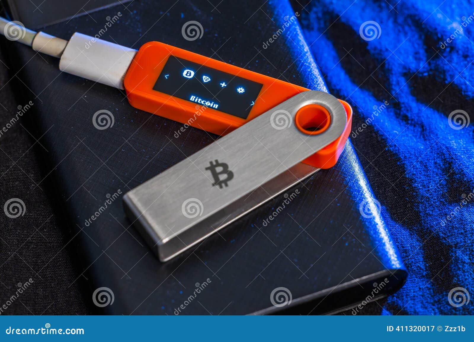 Cryptocurrency Hardware Wallet with Bitcoin Symbol Indoors Stock Image -  Image of orange, closeup: 411320017