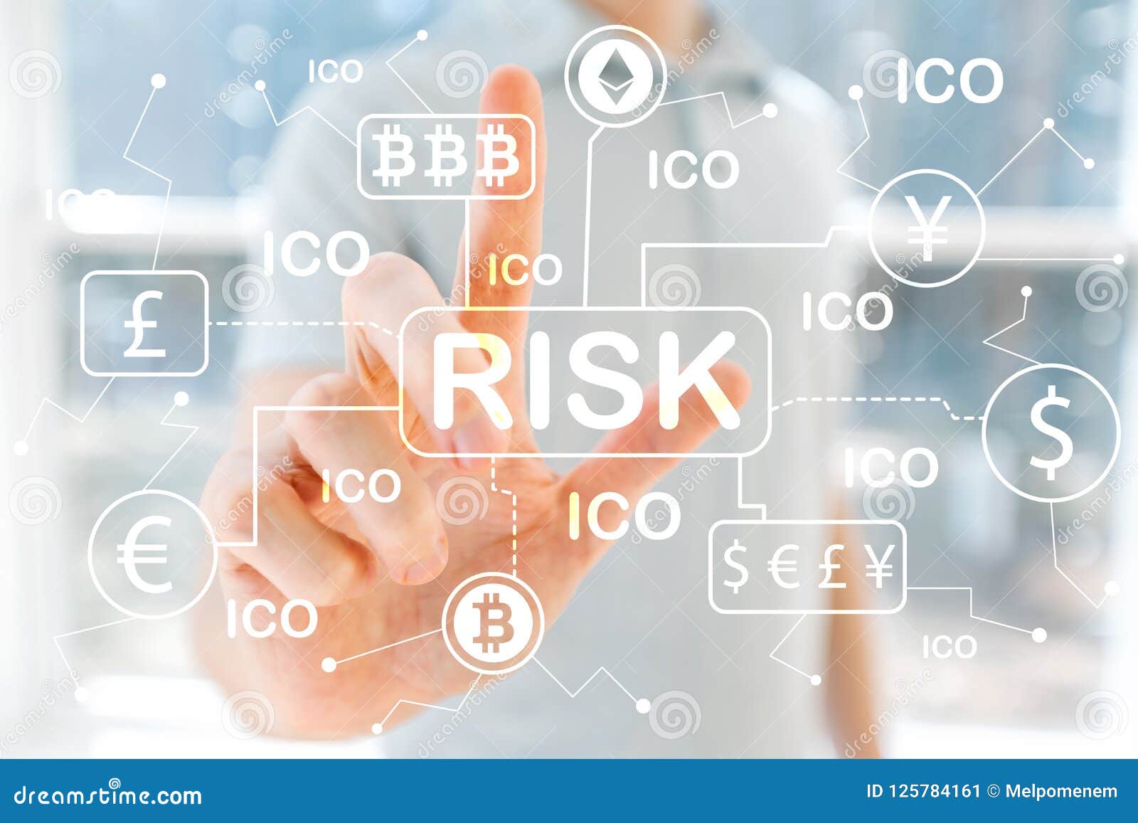 Cryptocurrency ICO Risk Theme With Young Man Stock Image ...