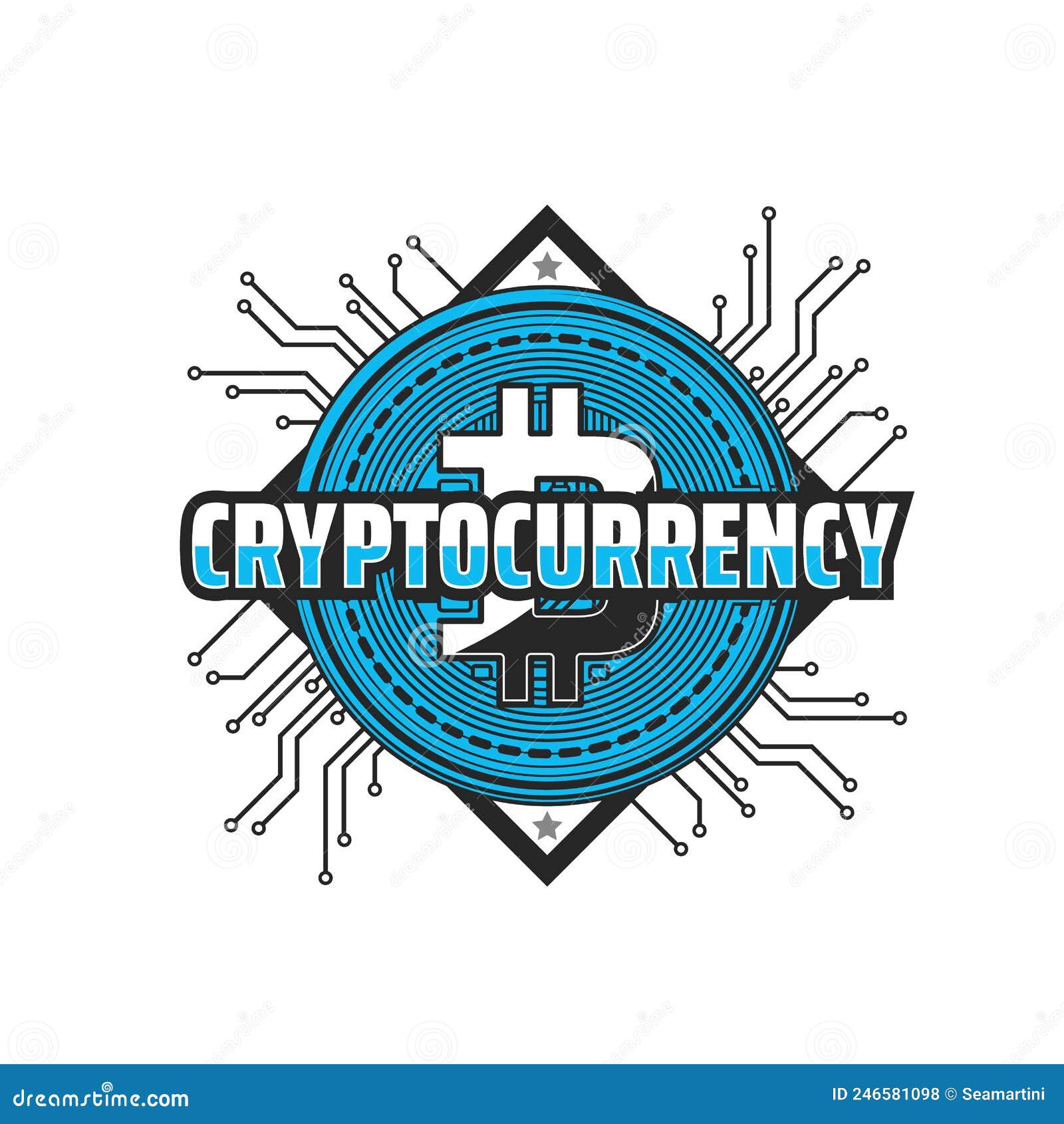 Cryptocurrency Icon with Bitcoin on Motherboard Stock Vector - Illustration  of technology, money: 246581098